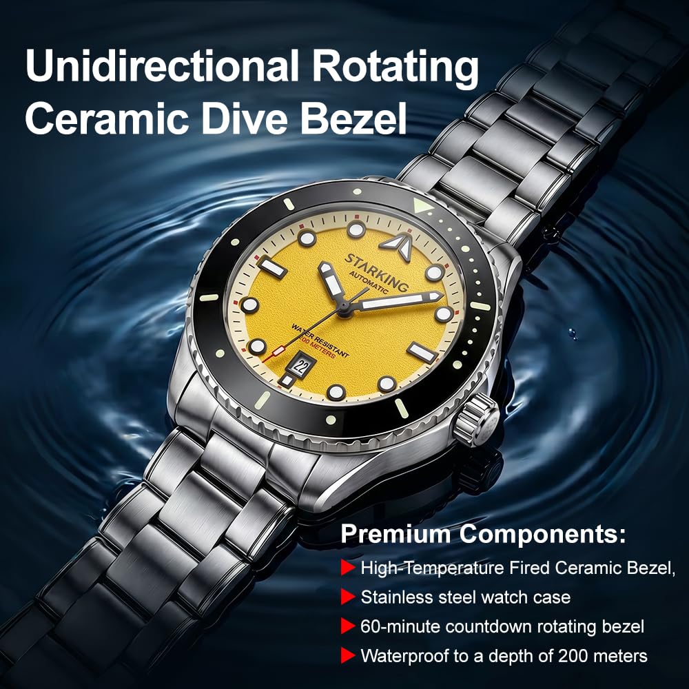STARKING Orologio da polso da uomo, 20 ATM, movimento Miyota 8215, cristallo zaffiro super luminoso, cinturino in acciaio inox, orologio da polso meccanico di lusso, regalo di compleanno