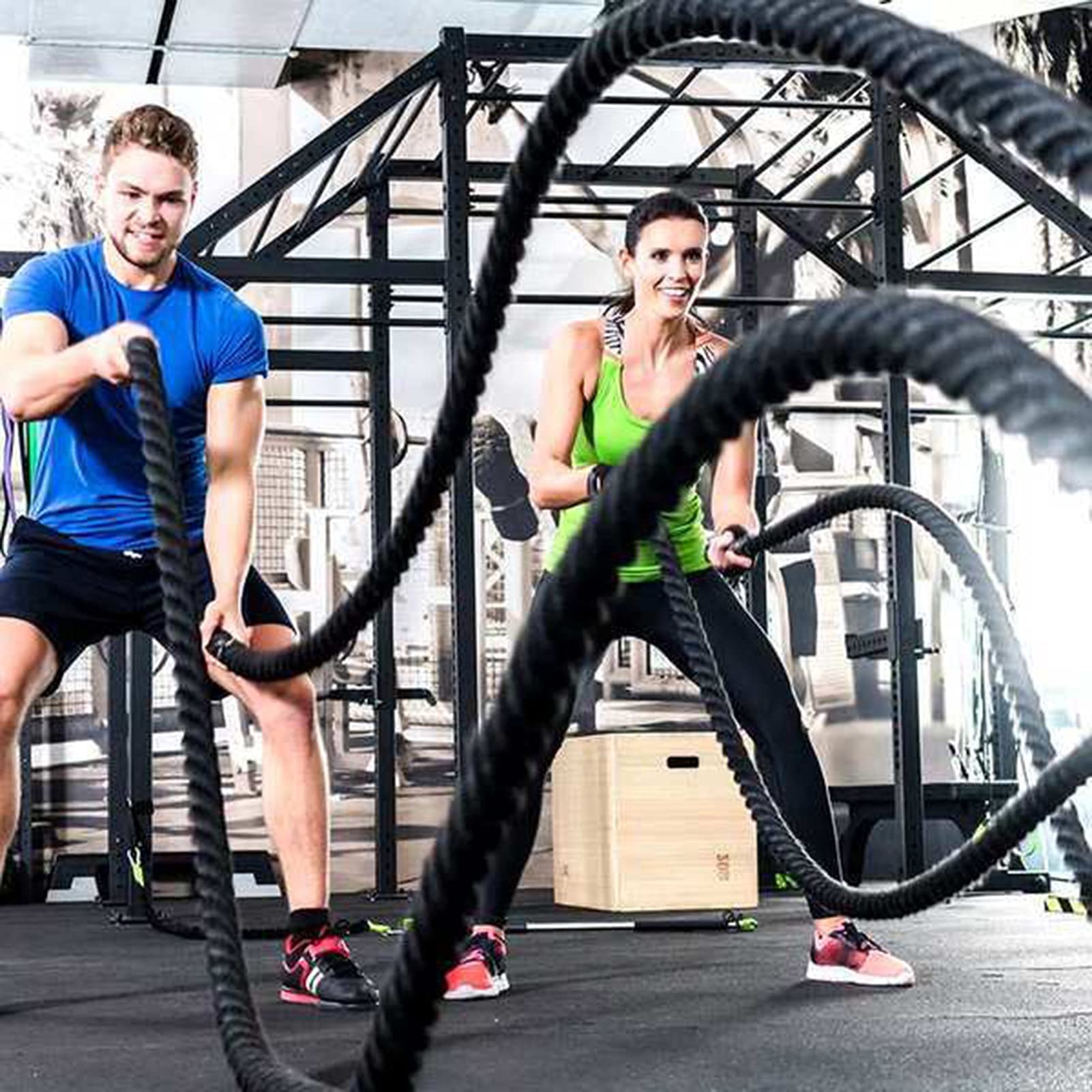 Übungs Battle Rope, Krafttrainingsseil mit Schutzhülle, Geeignet für Home Gym Outdoor Cardio Workout, Anker Enthalten, Orange (Size : 15m)