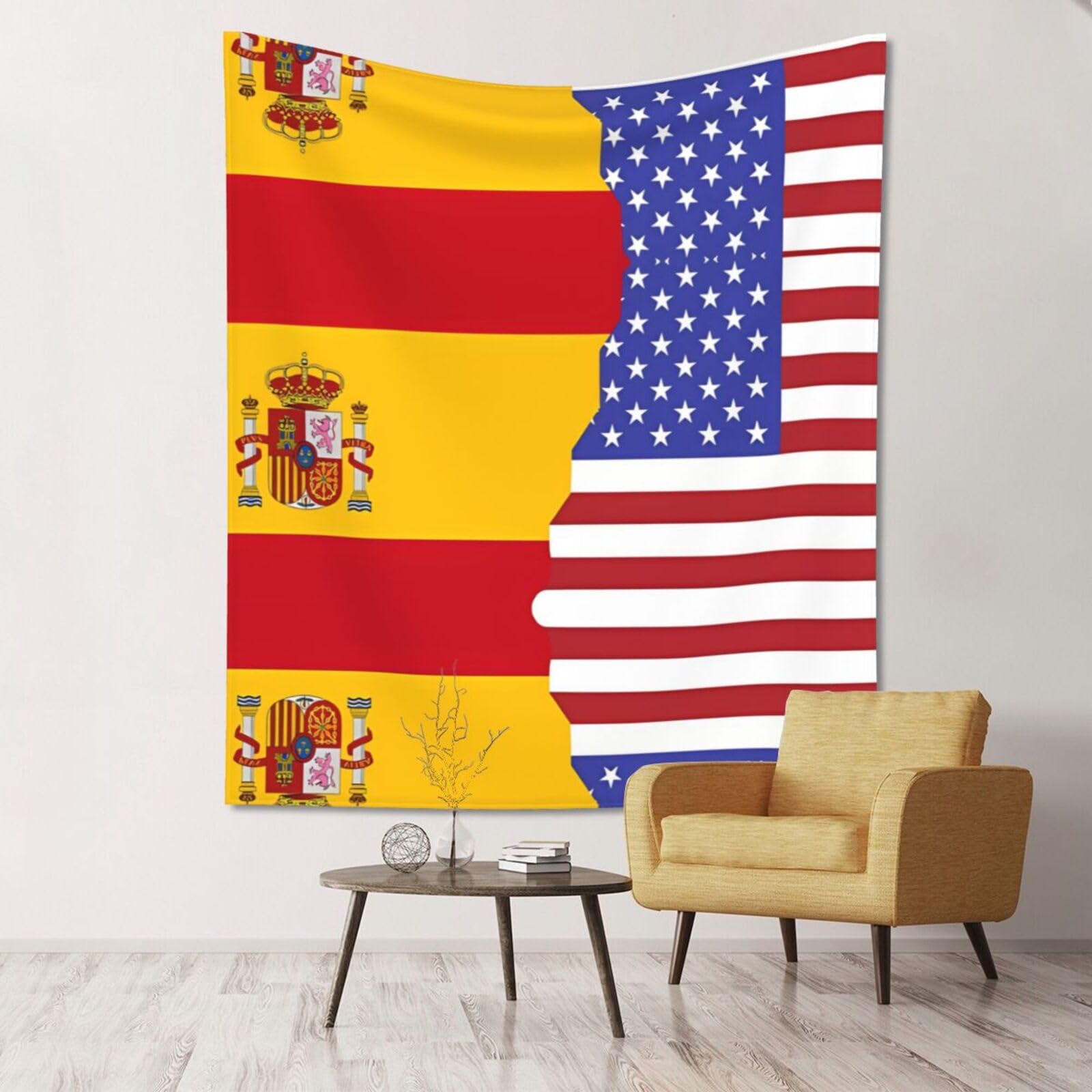 ZZYYDS Floral Wall Decor Tapestry American Spain Flag for Living Room Dormitory Home Decor Party Background, 60x51 Inch (Vertical)