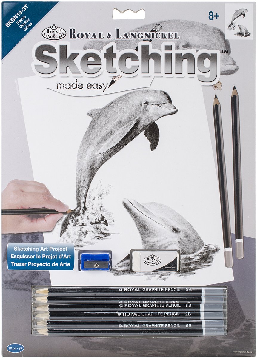 Royal Brush Sketching Made Easy Kit, 9-Inch by 12-Inch, Dolphins