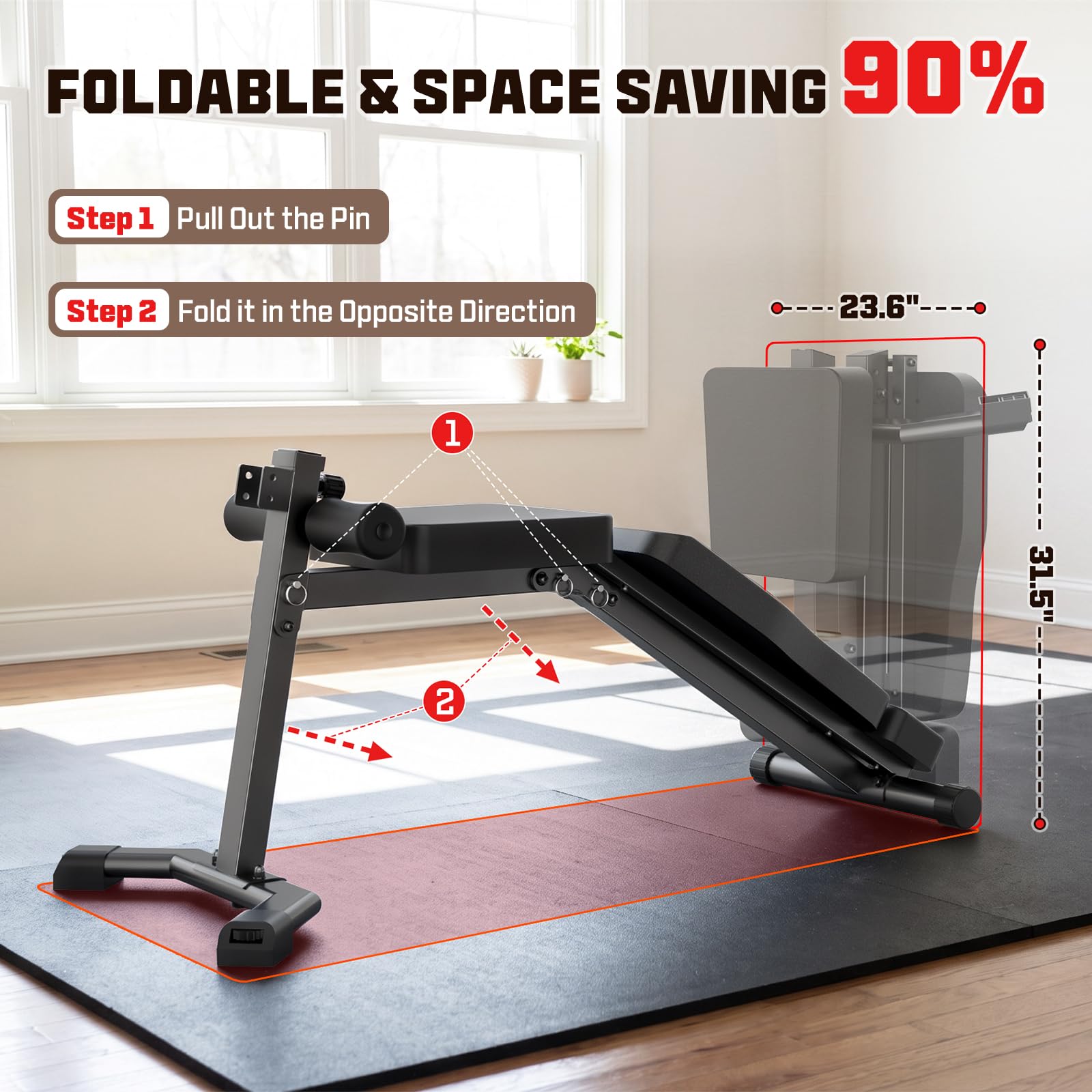 Adjustable Weight Bench with Leg Extension and Preacher Curl Pad | Foldable Workout Bench, 10 Positions Incline Decline Flat Full Body Home Gym Strength Training, 800 lbs Capacity Bench Press