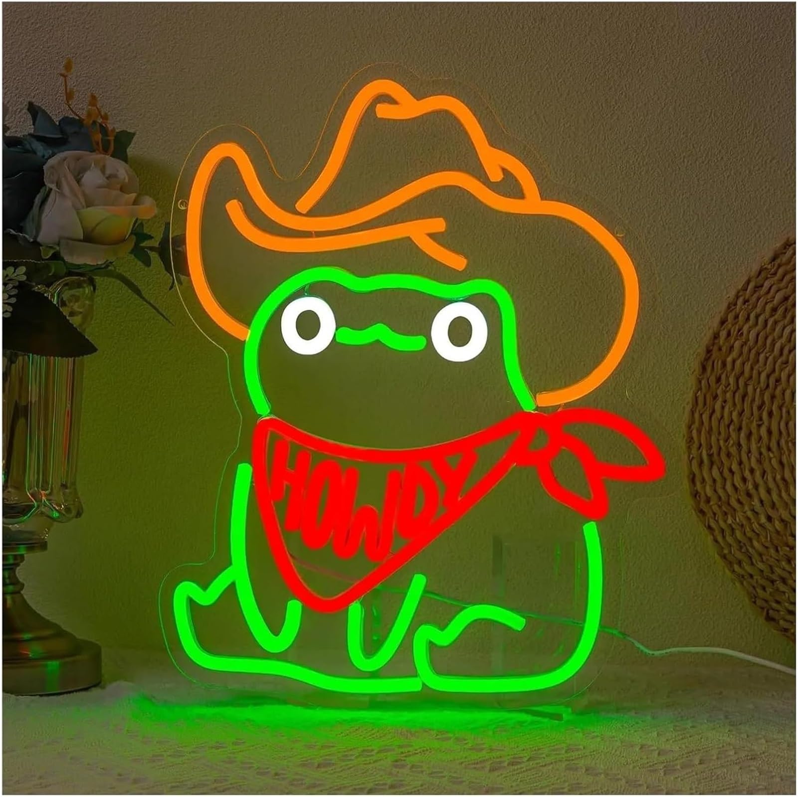 Aextroi neon Lights Sign for neon Lamp Cowboy for Frog for Sign Animal LED for Light 37.9x30cm
