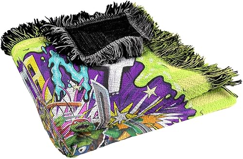 Miniatura 5 de LOGOVISION Teenage Mutant Ninja Turtles: Manta de caos mutantes, 50 x 60 pulgadas, diseño de tortuga contra malos, tejido de mezcla de algodón con