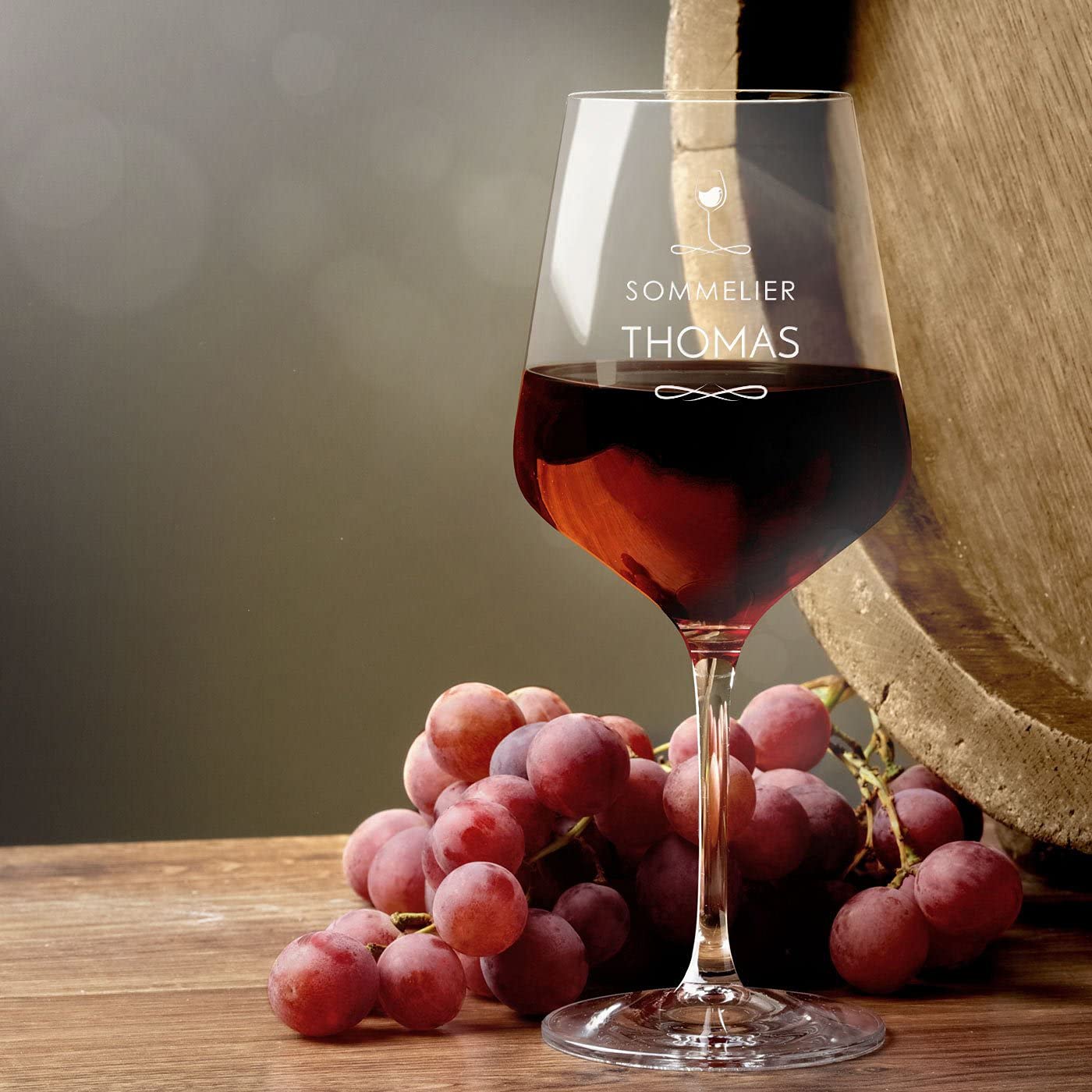 Maverton 6 Calici da vino Rubino XL - incisione personalizzata - 530 ml - in vetro - ideali per il vino rosso e bianco - idea regalo per l’ uomo - sommelier
