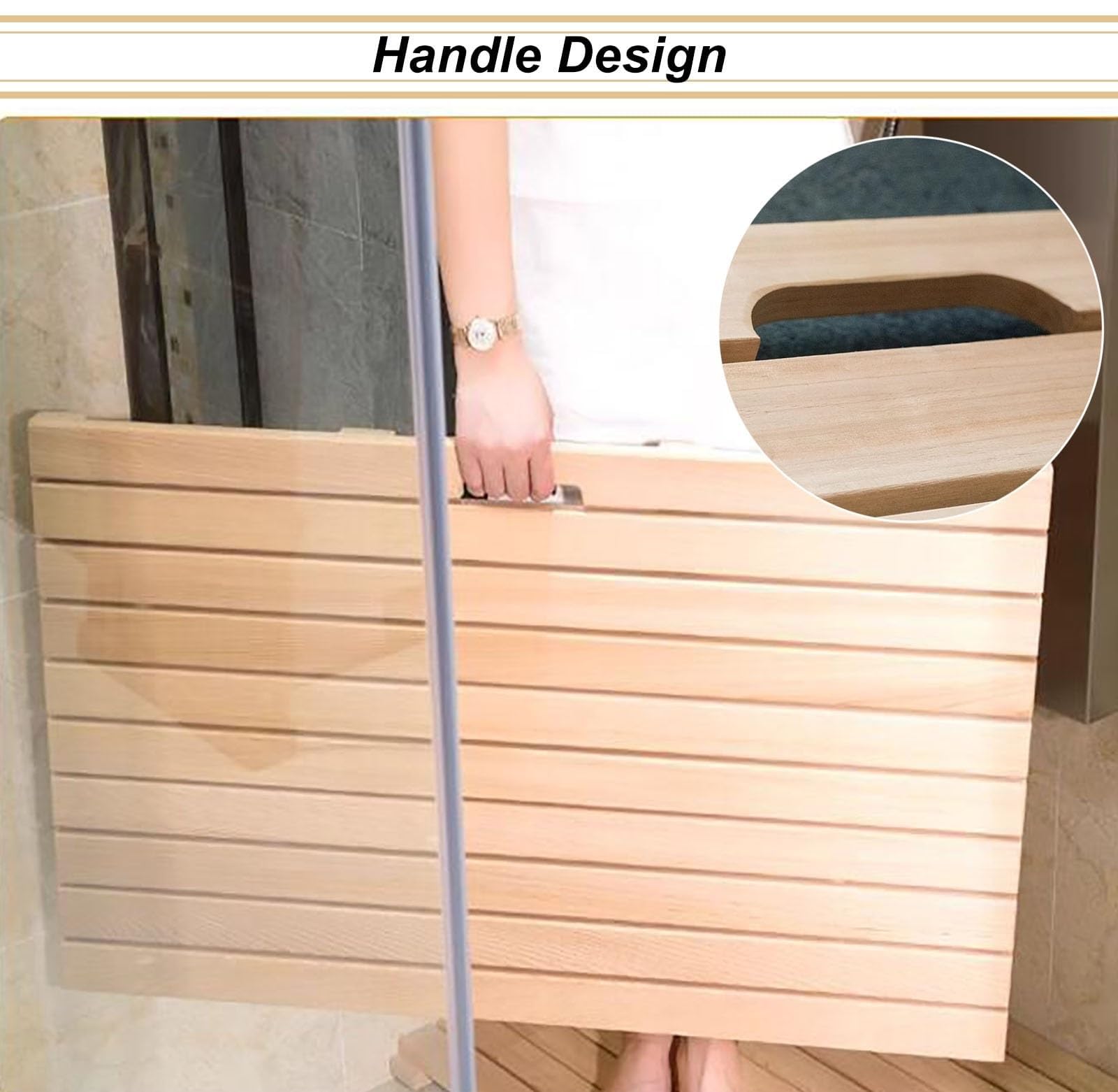 Tappetino da doccia in teak, antiscivolo, per interni ed esterni, perfetto per piscina, spa, sauna, patio, design elegante e resistente all'acqua