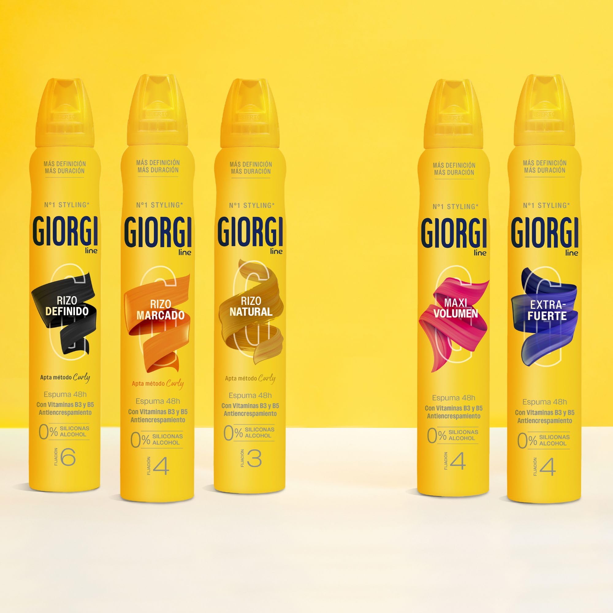 Giorgi Line - Espuma Rizo Marcado 48h, Anti Escrespamiento e Hidratación, 0% Siliconas y Alcohol, Fijación 4 - Formato Viaje, 100 ml