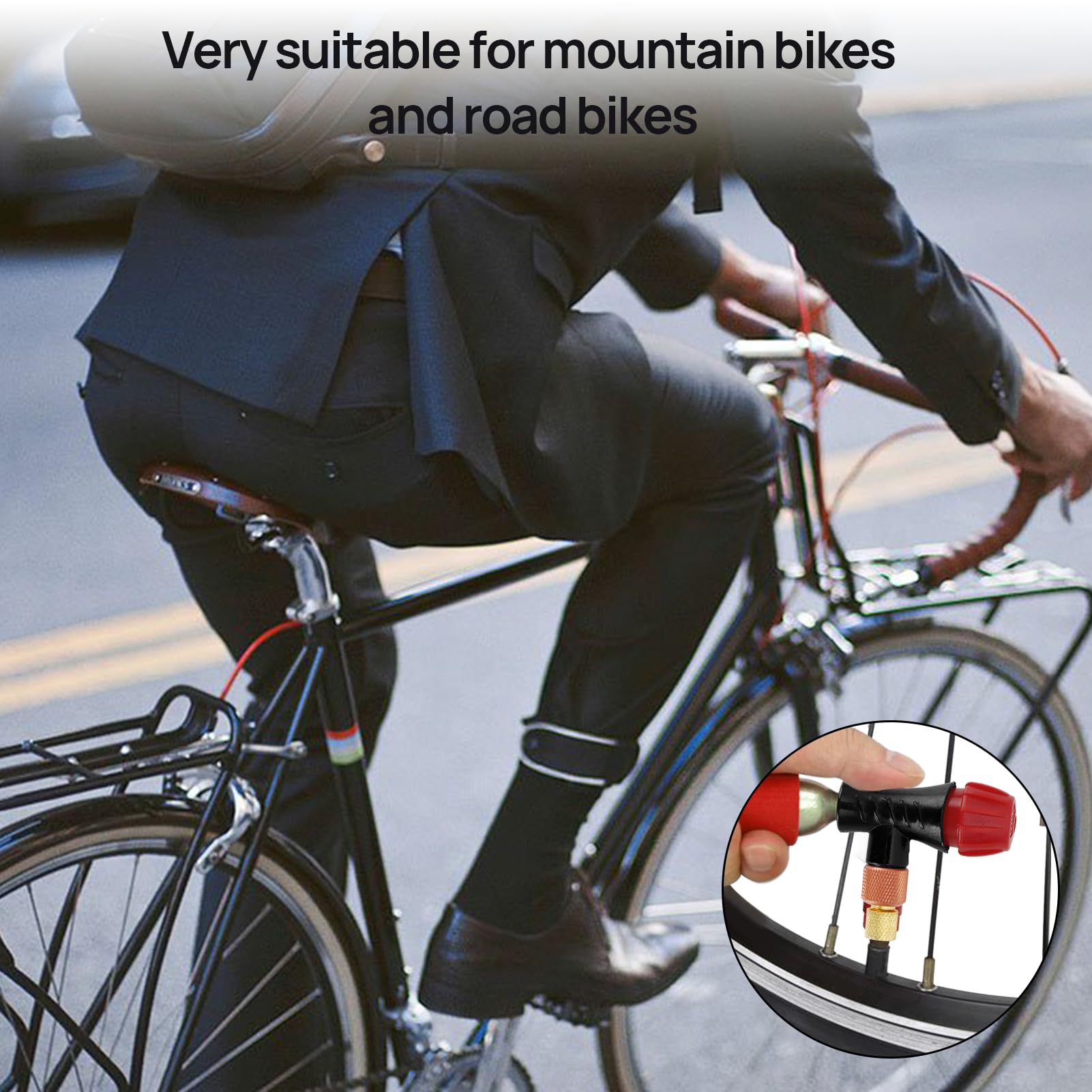Bombolette CO2 per Bici, Articolo Adattatore Bomboletta CO2 Bici, Valvola Bomboletta CO2 per Bici con Doppio Attacco, Rubinetto CO2 per 16G Biciclette da Montagna e da Strada