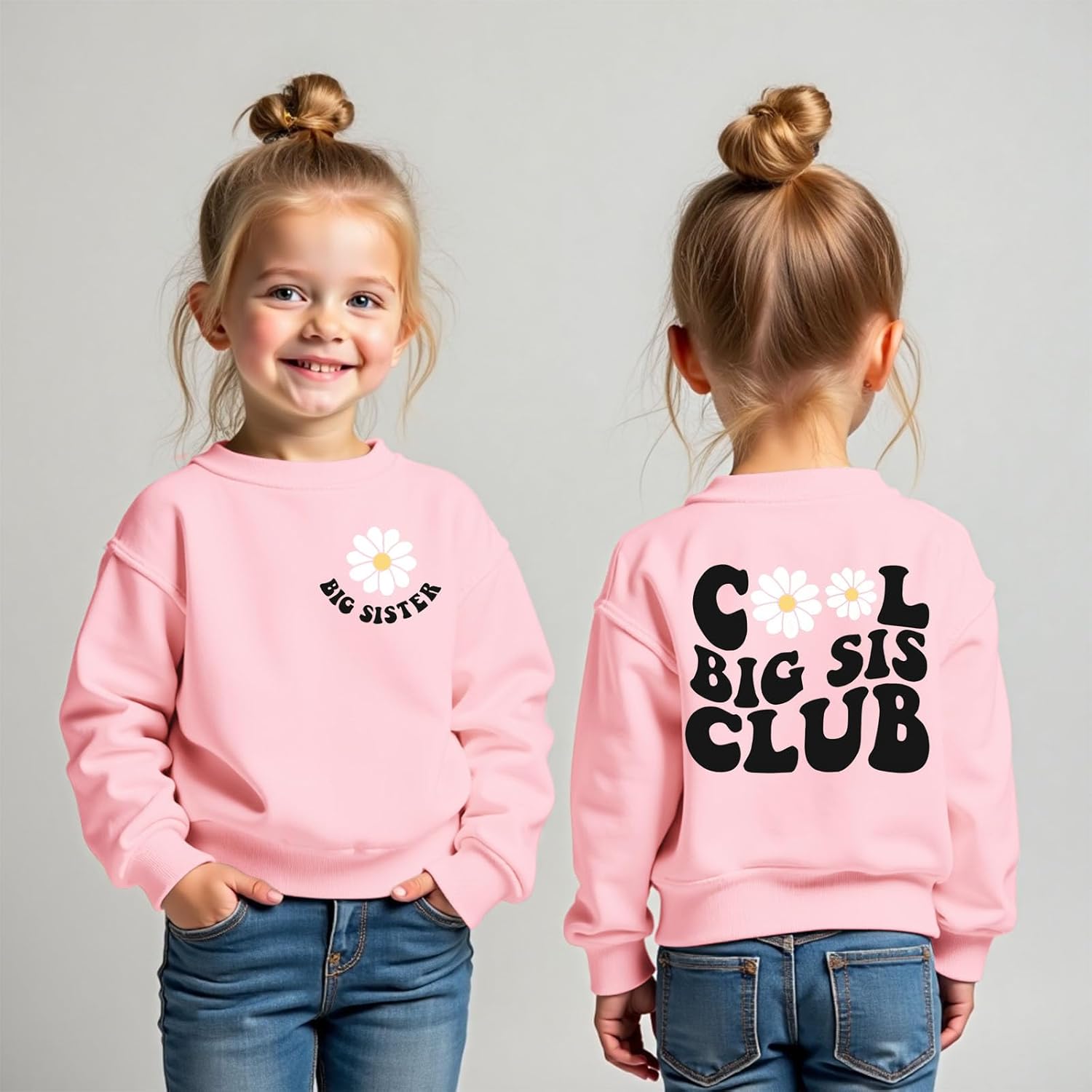 Big Sister Sweatshirt Toddler Girl Cool Big Sis Club Shirt Baby Announcement Pullover Crewneck Clothes - Image 5