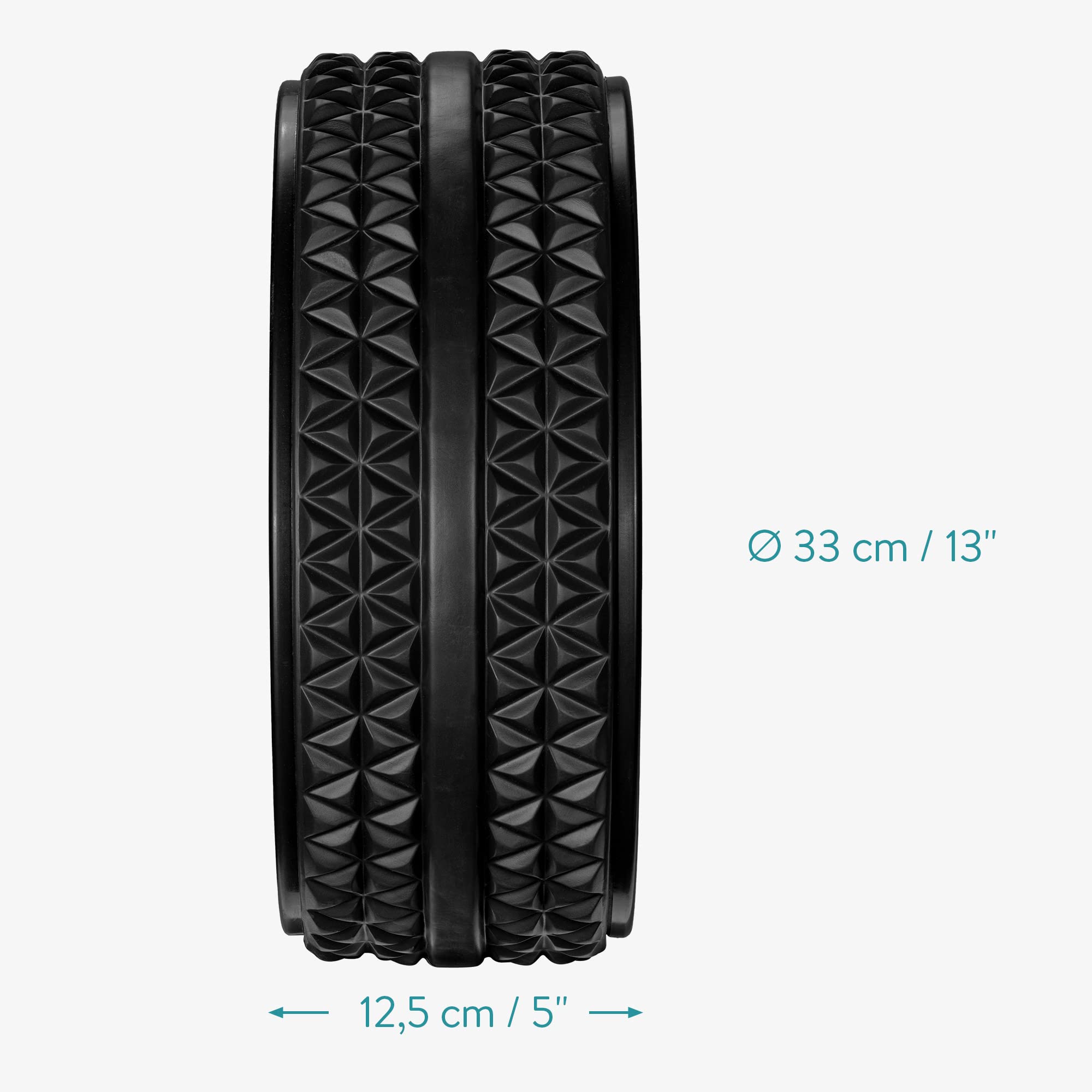 Navaris Set de Yoga y Pilates - Kit Texturizado Doble de 1x Rueda y 1x Bola de Masaje - 1x Aro de Ø 33 cm con 1x Pelota Doble para masajes - Negro
