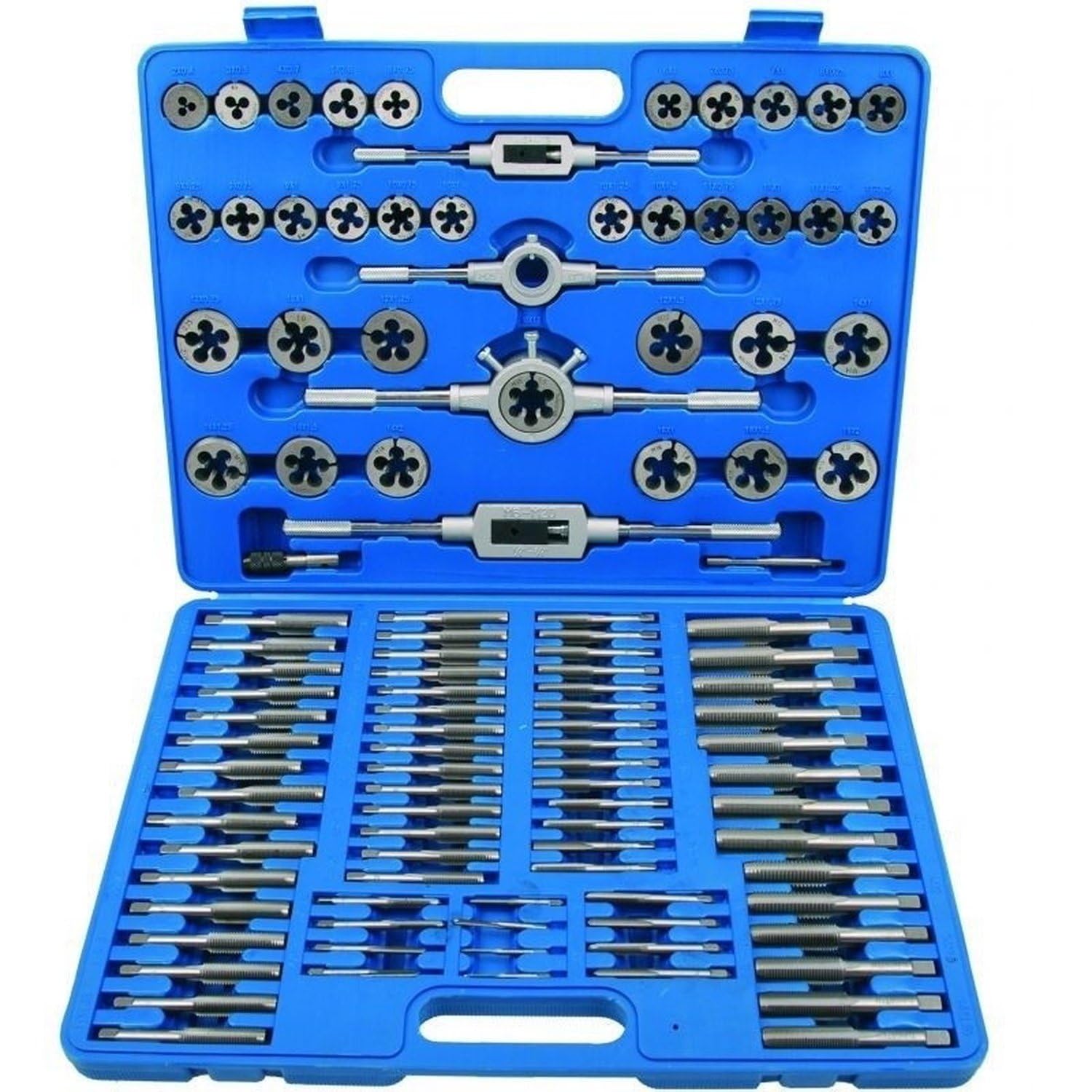 TSX TOOL Set Maschi e Filiere Metrici 110 Pezzi M2-M18 Acciaio Trattato con Cassetta Portautensili