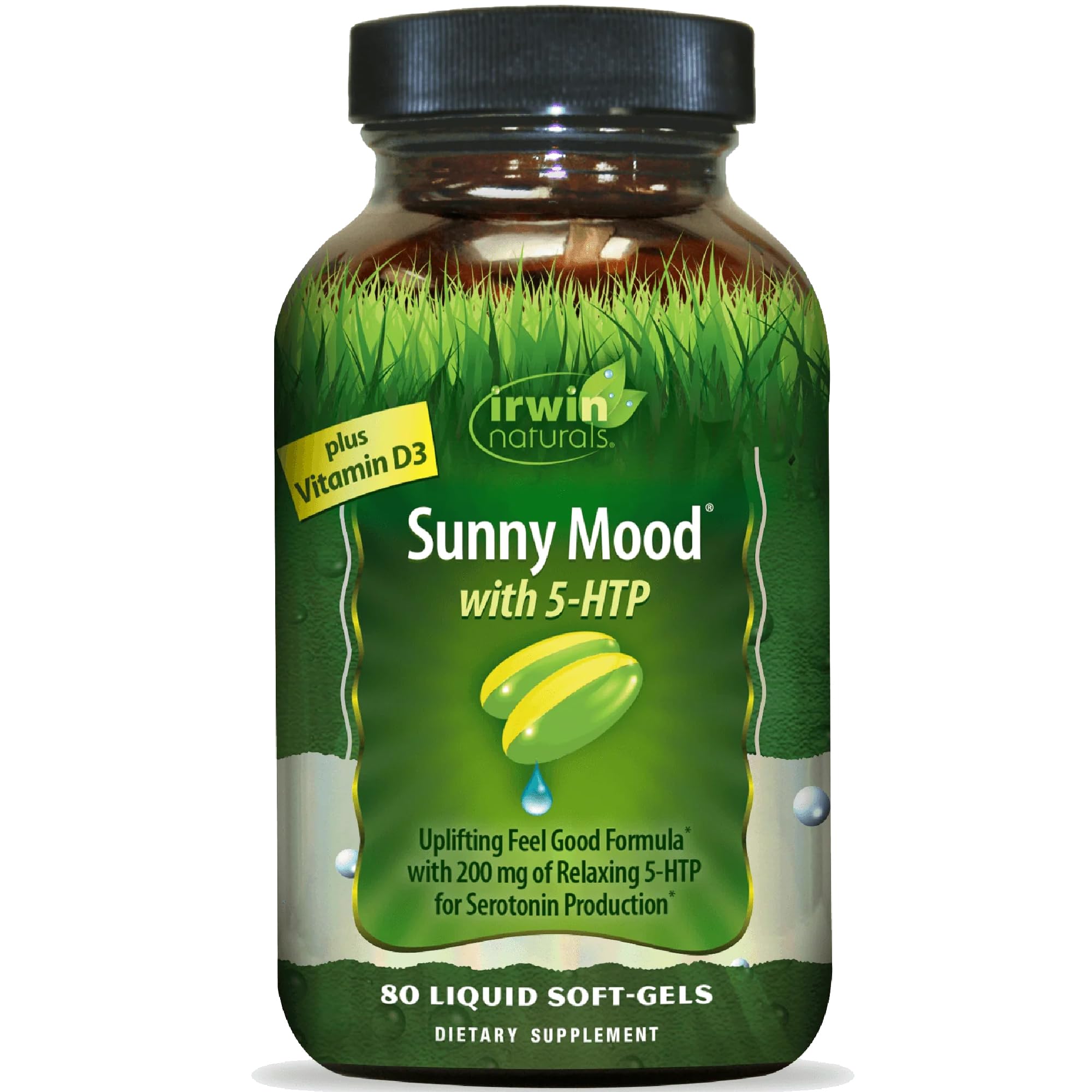 Sunny Mood with 5-HTP - 80 Liquid Soft-Gels - Supports Emotional Well-Being & Relaxation - 40 Servings