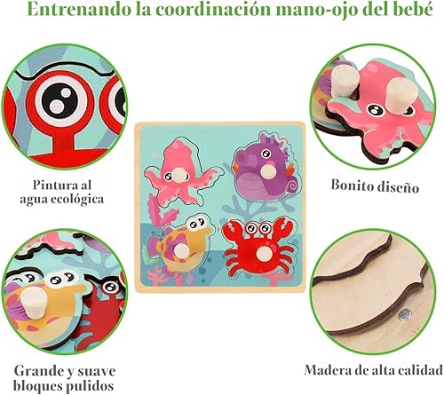 Miniatura 5 de Rompecabezas de madera para niños de 1 a 3 años, rompecabezas educativo para niños preescolares, juego de 4 rompecabezas para niños pequeños,
