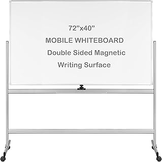 Sponsored Ad - INNOVART Mobile Whiteboard 72” x 40”, 360° Reversible Double Sided Magnetic Dry Erase Board with Portable R...