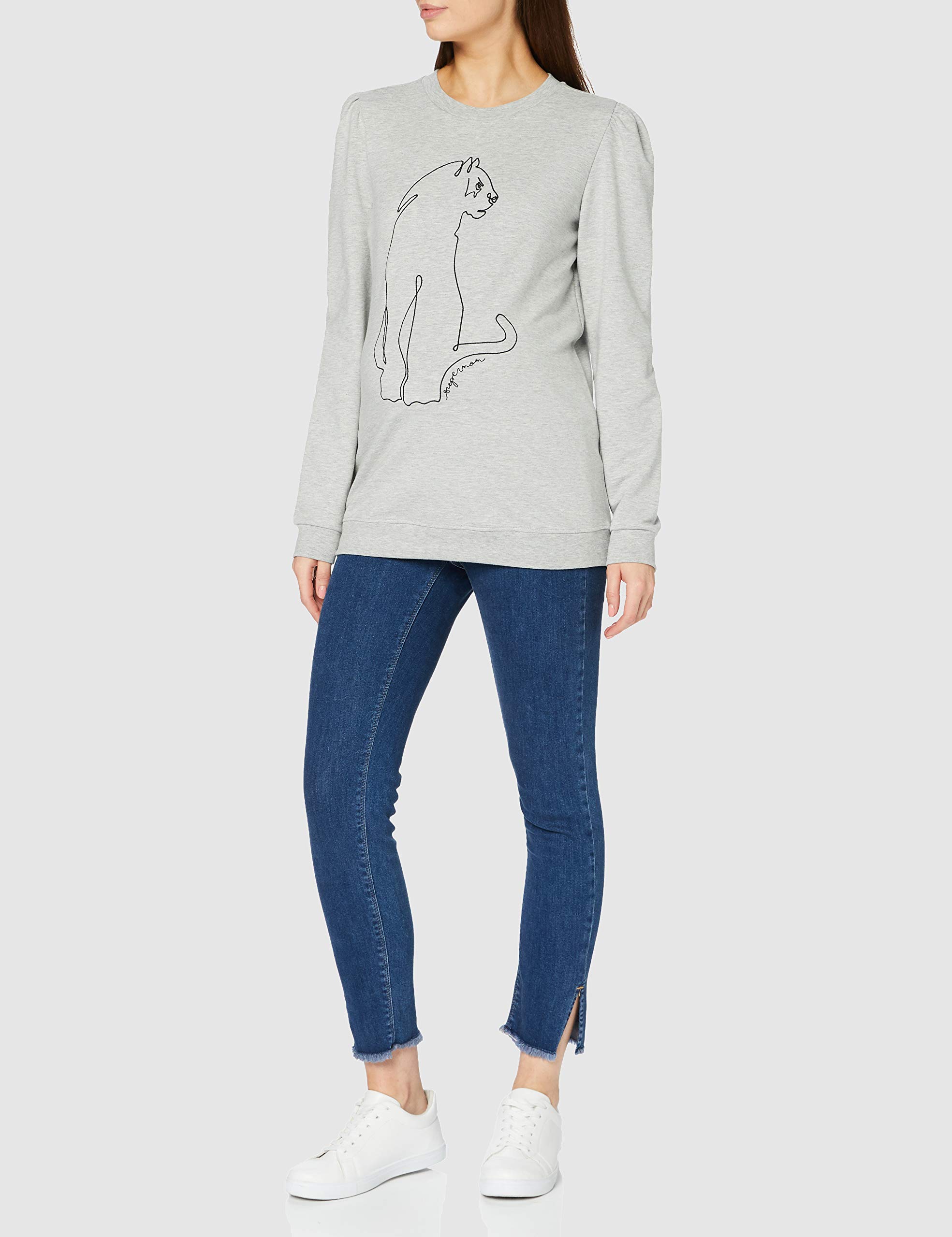 Supermom Damen Sweater Ls Leopard Grey Pullover
