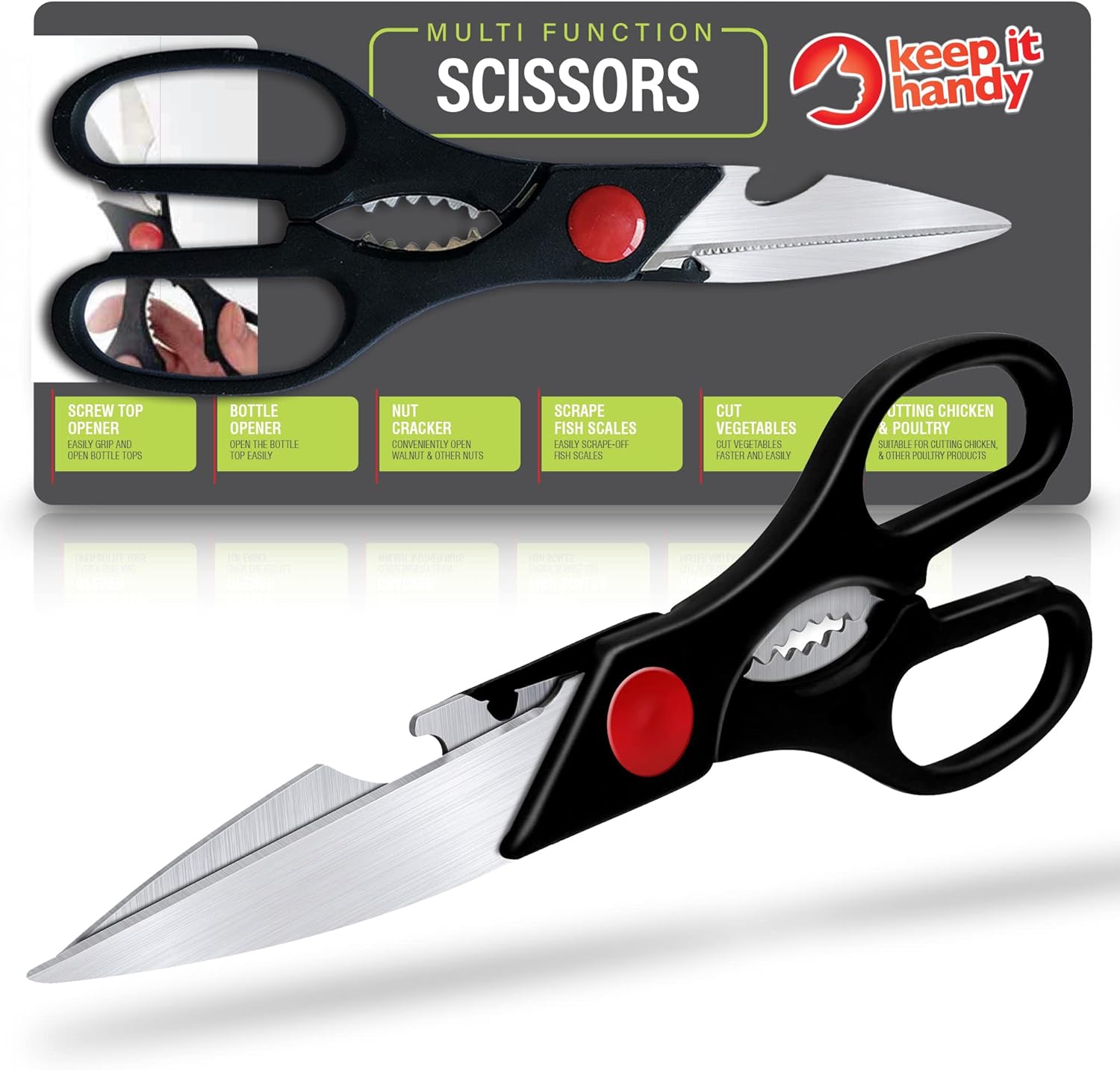 SOL 2pk Multi Function Scissors - Heavy-Duty Multifunction Shears for ...