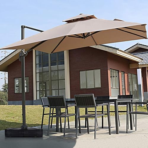 Miniatura 2 de Tangkula Base de sombrilla de patio con ruedas, peso relleno de arena húmeda de 260 libras, placa base cuadrada resistente para sombrilla con barra