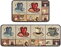 Vista 13 de Juego de 2 alfombras decorativas de café, antideslizantes, lavables, absorbentes, de microfibra para el suelo de la cocina, de 17"x47" + 17"x30