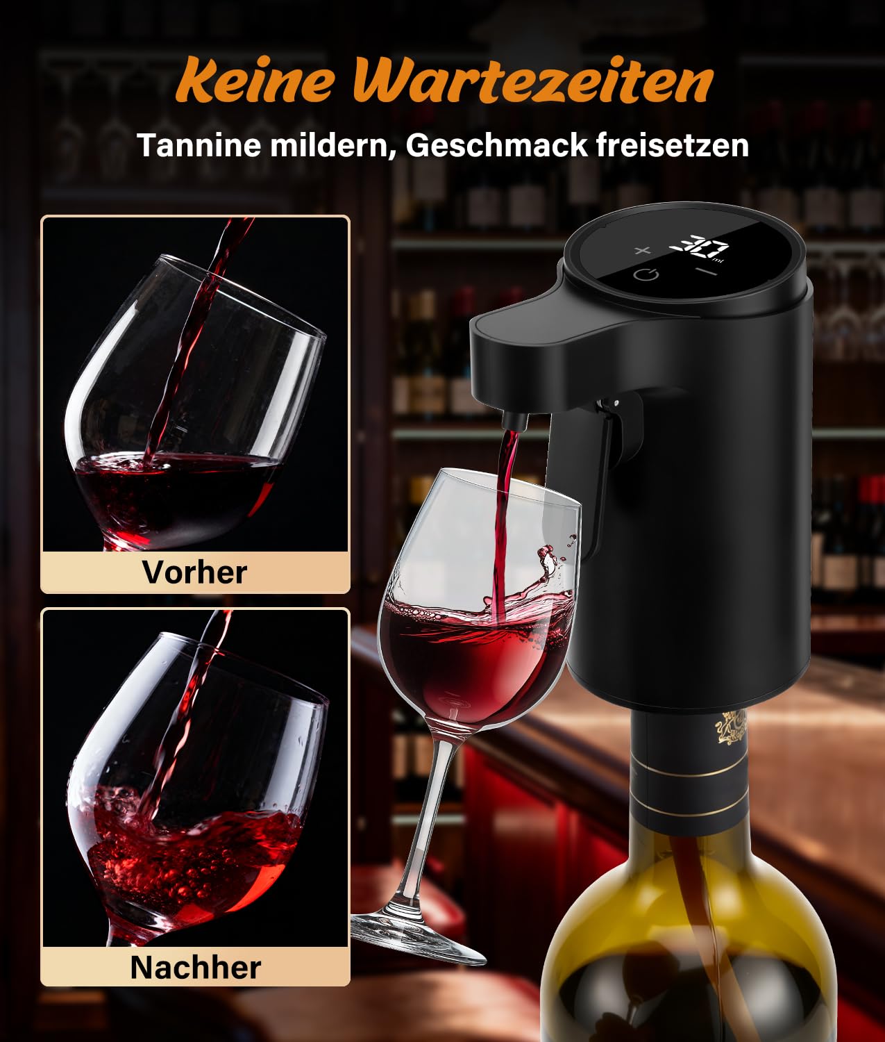 PAHTTO Elektrischer Wein-Dekanter, Weinbelüfter & Spender
