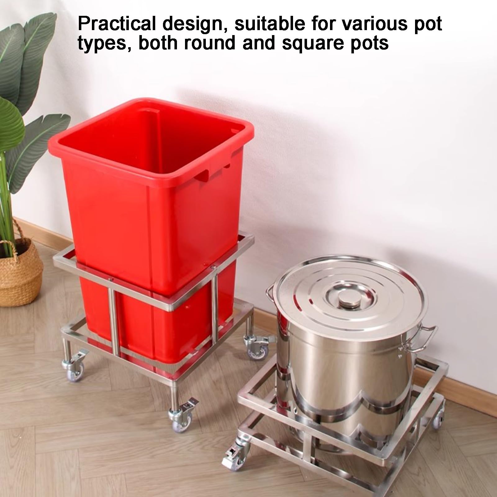 Carrello portavivande in acciaio inox resistente, con isolamento termico, per riporre e trasportare facilmente barili e secchi per latte (60,5 x 60,5 x 48 cm)