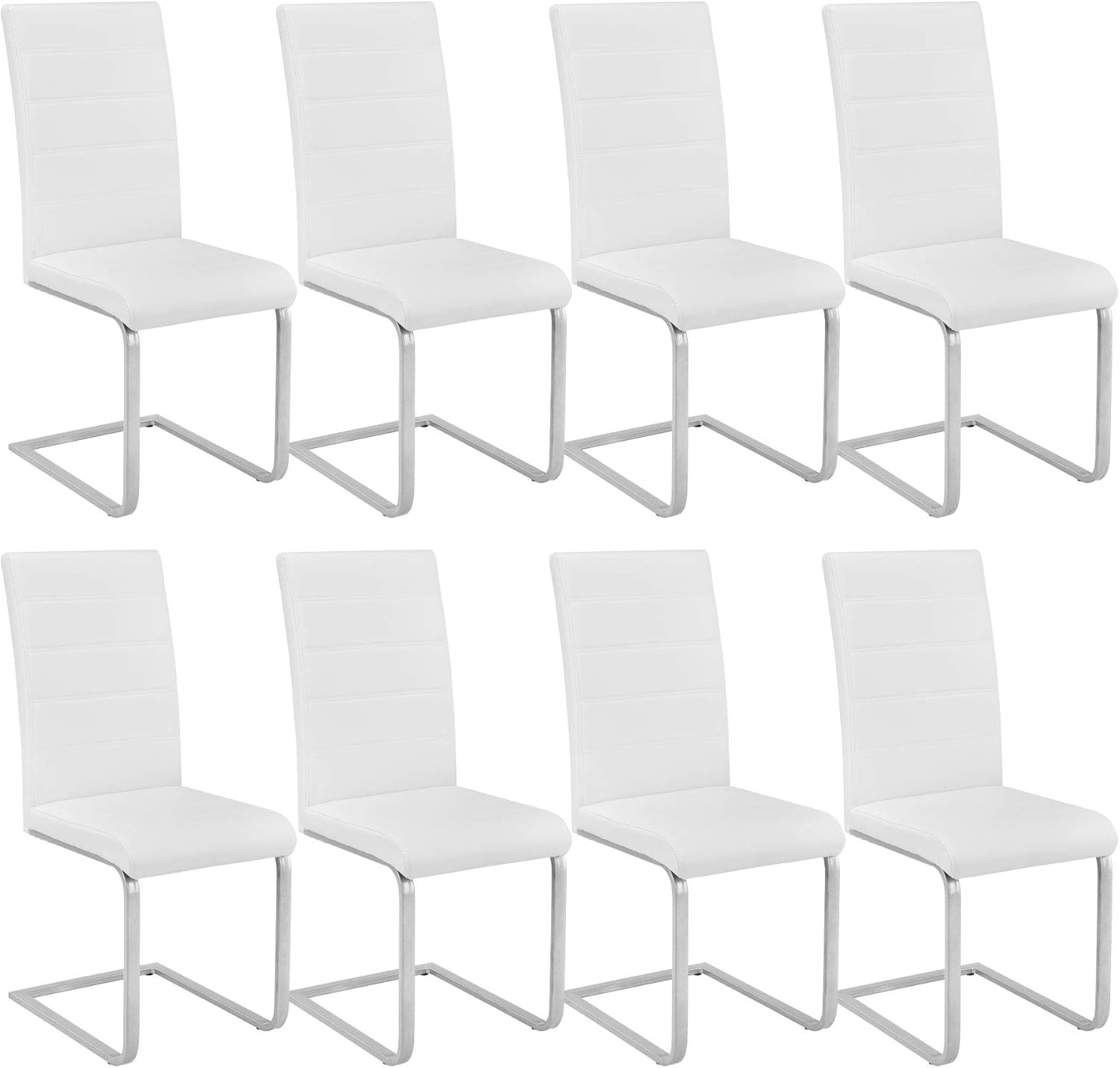 TecTake 800883 Set of 8 Dining cantilever Chairs, Dining Room Furniture, White Amazon.co.uk