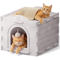 Cat Foldable Hideaway Cat Bed Cave with Hanging Plush Ball