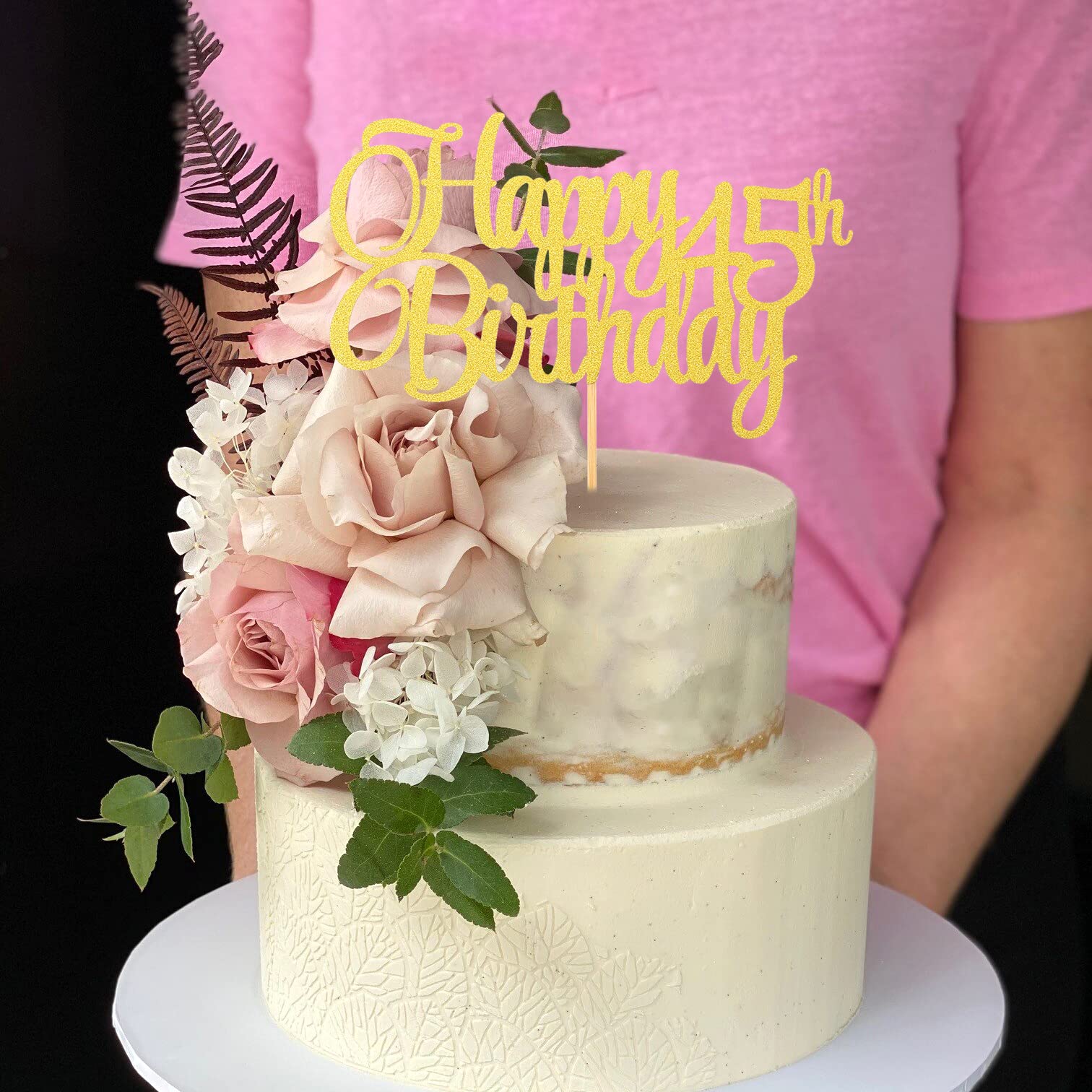 Kuchendekoration Zum 45. Geburtstag – Goldglitzer Aufsteller Für Kuchen & Party