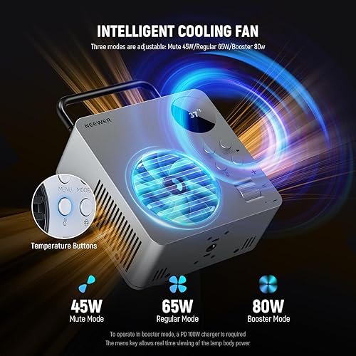 Miniatura 40 de NEEWER HB80C RGBWW - Luz de video LED con batería integrada de 72 Wh y carga rápida PD de 100 W, iluminación de salida continua COB Mini RGB de 80