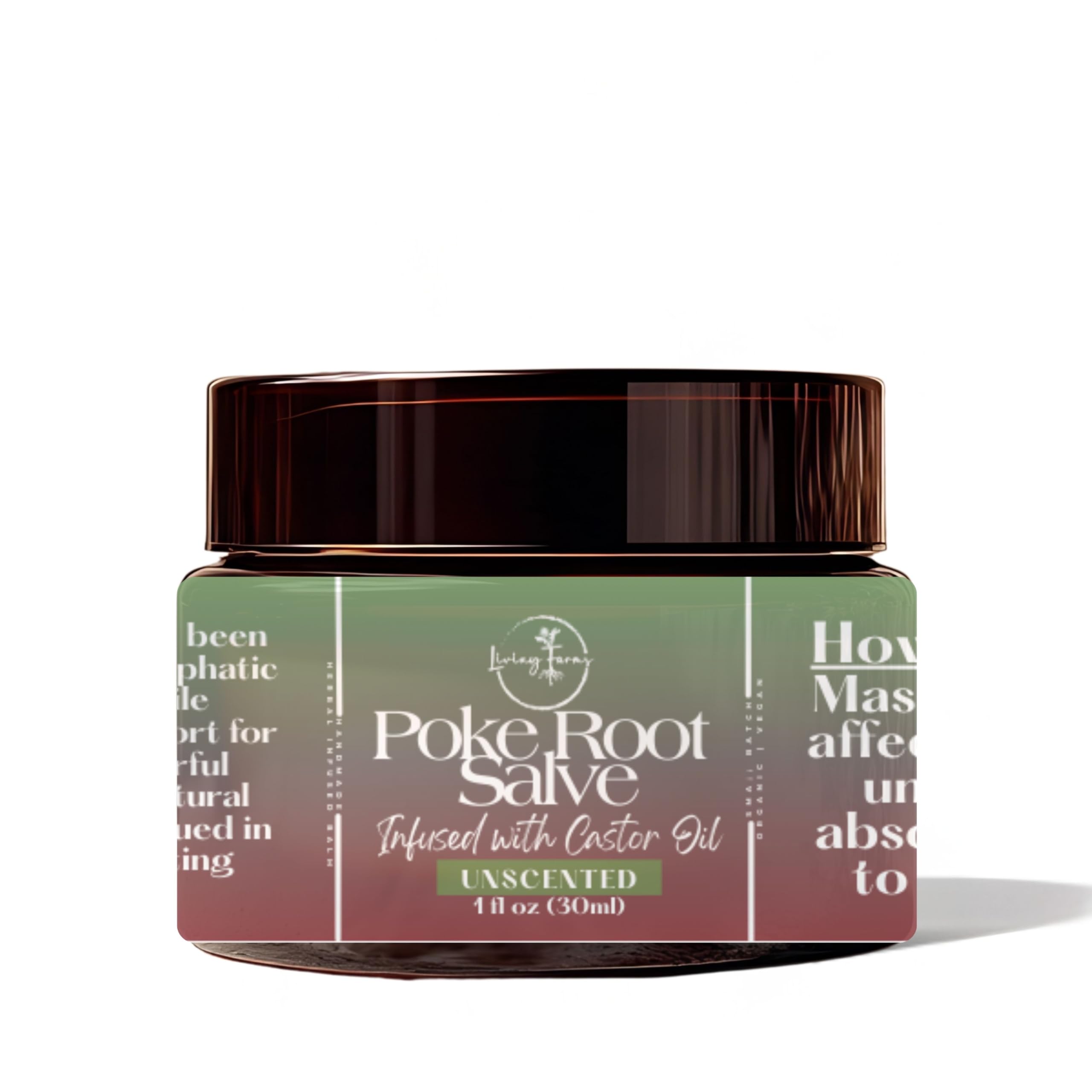 Poke Root & Castor Oil Salve - Cysts, Boils, Fibroids, Swollen Lymph Nodes, Breast & Joint - Vegan Lymphatic Support Massage Balm - Natural Deep Tissue Relief Ointment - Handmade in The USA