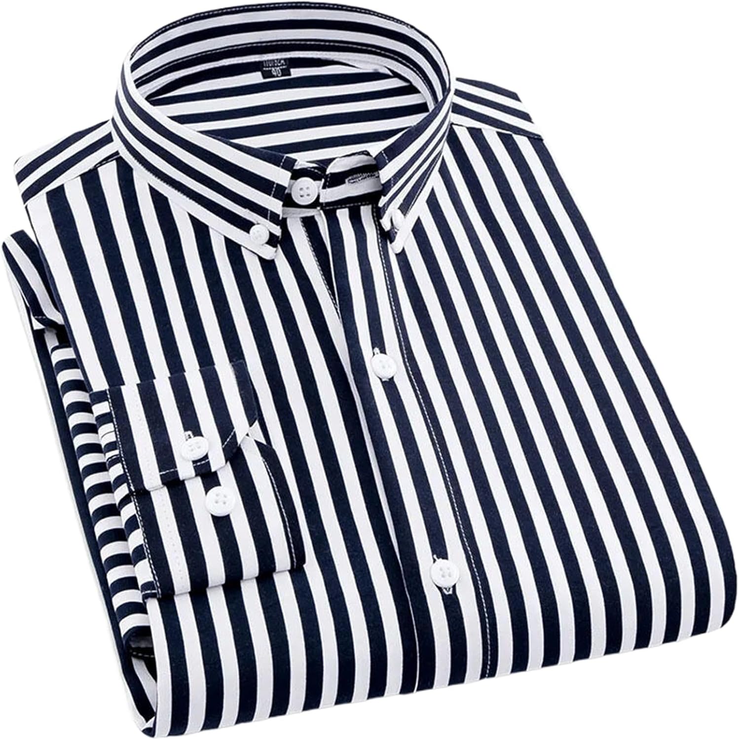 Men's Formal Shirts Long Sleeve Office Striped Business Male Social Plaid Work Shirt Tops