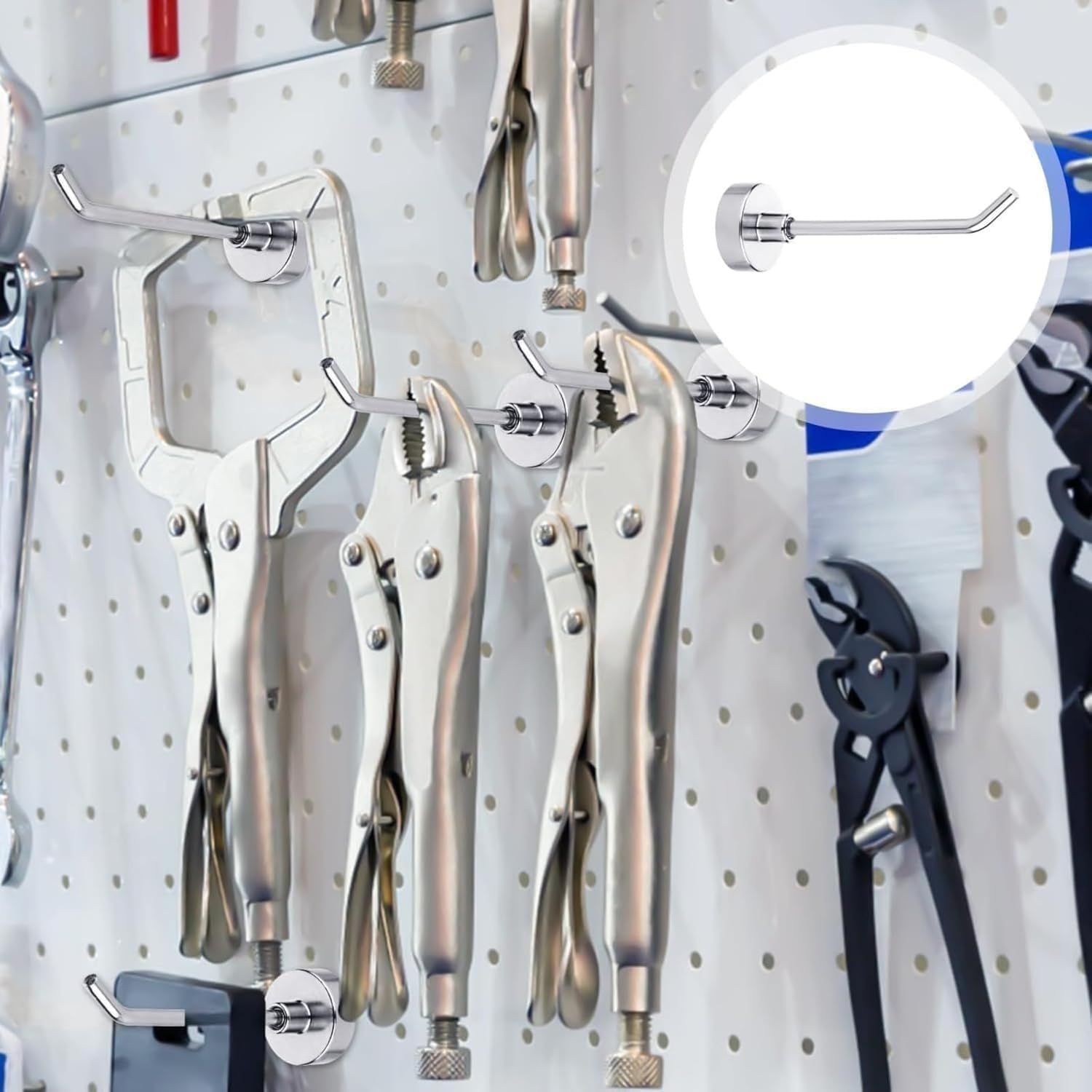 10 Pack Strong Neodymium Magnetic Hooks, 2.76 Inch Heavy Duty Cruise Hooks with Long Nose Anti-Drop Design, No Drill Magnet Hangers for Refrigerator, Garage, Kitchen, Hanging Towels, Keys, Umbrellas