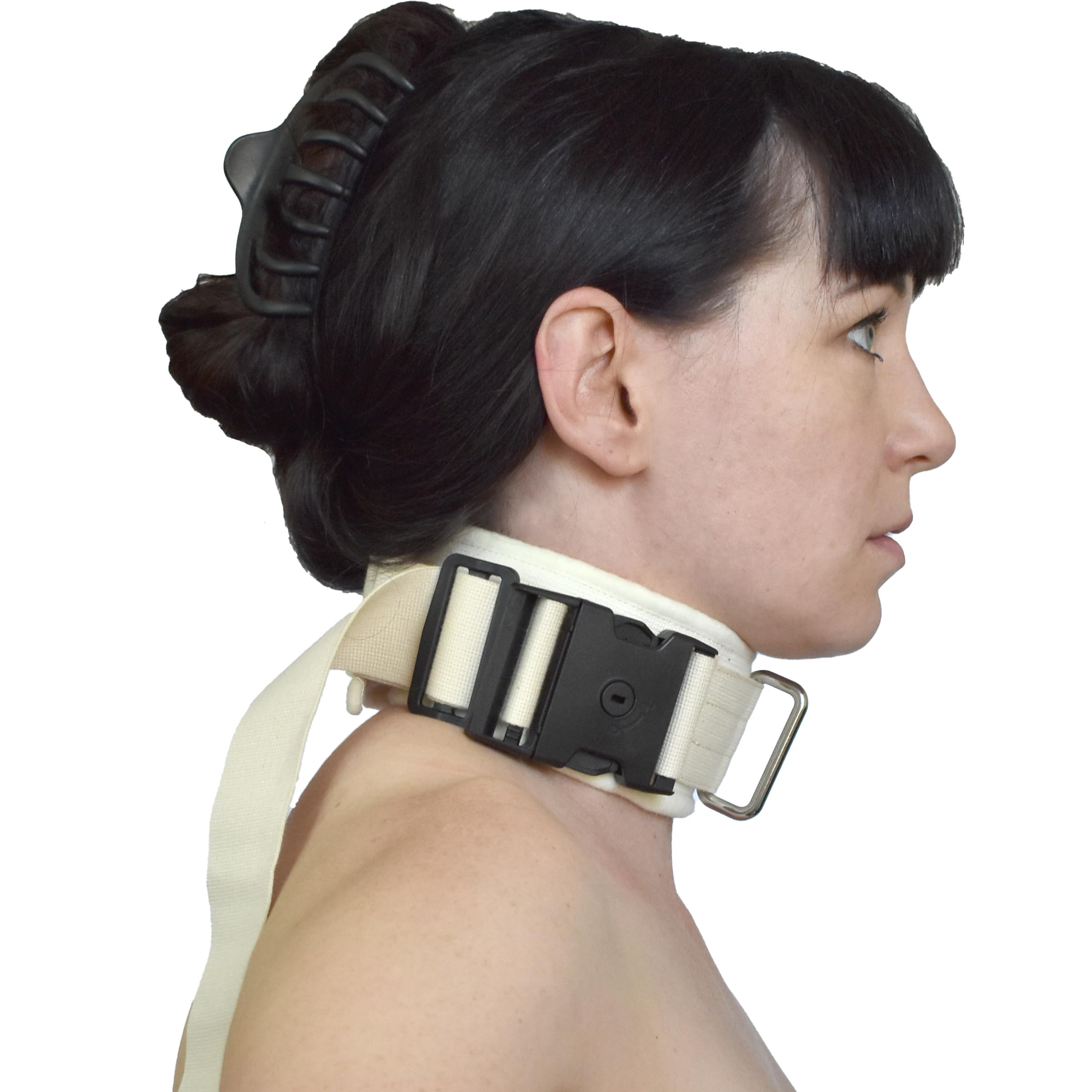 Klinik Halsband abschließbar – Bondage Halsfessel mit Schloss | Baumwolle & Schlüssel – verstellbar, unisex, Klinikspiele, BDSM, Fetisch, Dom/Sub, Unterwerfung & Psychiatrie