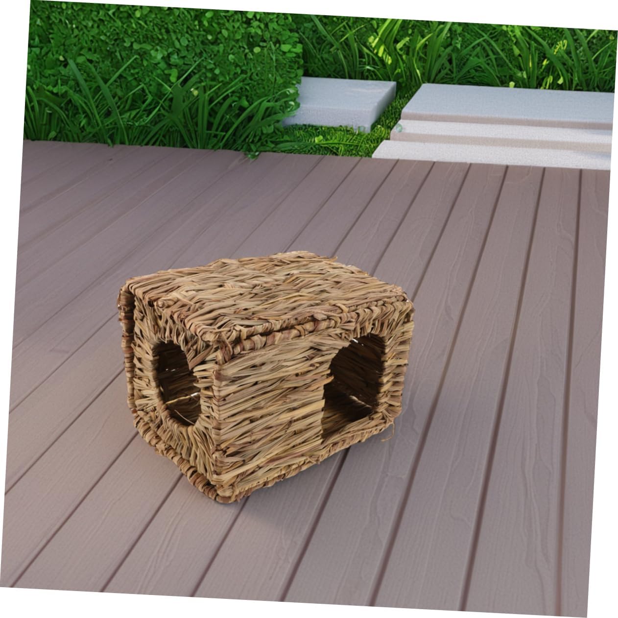 2Pcs Foldable Grass Rabbit Hideout Sturdy Guinea Pig House for Indoor Outdoor Use Convenient Storage Portable Design Safe Reliable Bunny Hideaway