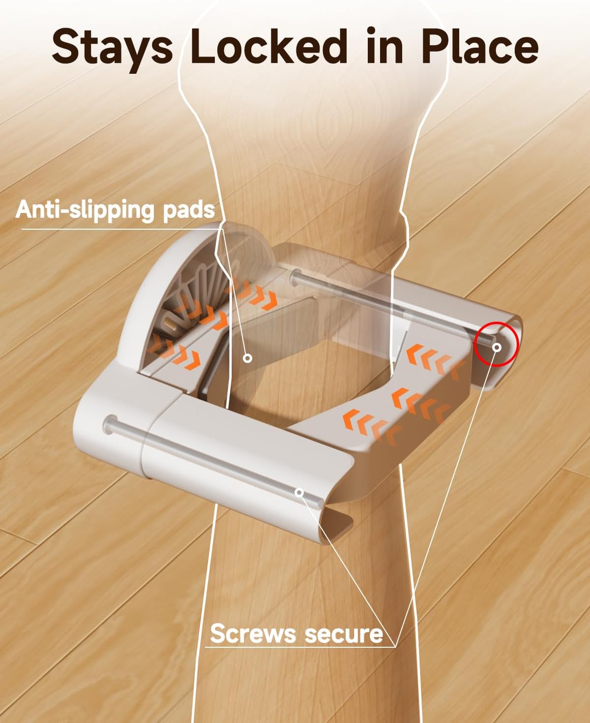 No Drill Baby Gate Banister Adapter, Upgraded Mounting Kit for Stairway, Fits Round & Square Posts 1.5"–3.5", for Most Baby & Dog Gates, No Holes in Your Posts, White