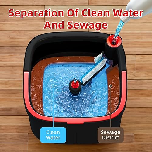 Miniatura 4 de KZKR Juego de trapeador y cubo cuadrado giratorio con 2 almohadillas de microfibra reemplazables y sistema de agua limpia y sucia, cabezal giratorio