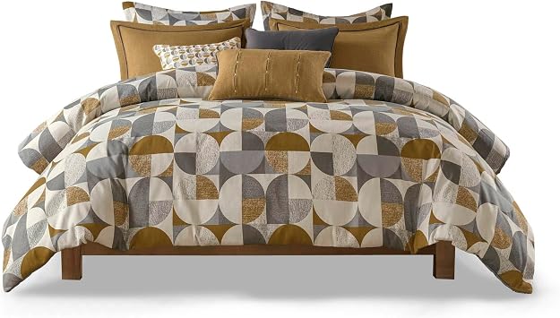 9 PCS King Jacquard Oversized Duvet Style Comforter Set Gold