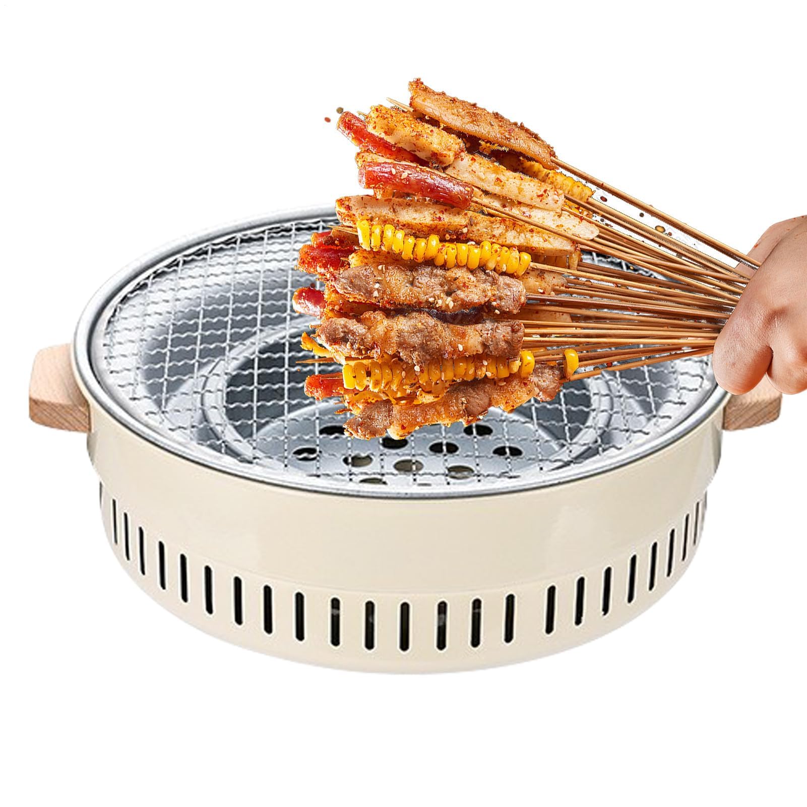 Chal Grill portatile 32 cm antiaderente barbecue grill cottura all'aperto per terrazza e balcone ideale per antipasti e riunioni di carne