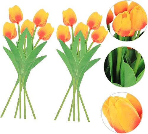 Miniatura 3 de MARMERDO 10pcs Simulation Tulip Artificial Flower Realistic Tulip Bouquet Artificial Tulips stem Faux Tulips Real Touch Artificial Floral Picks