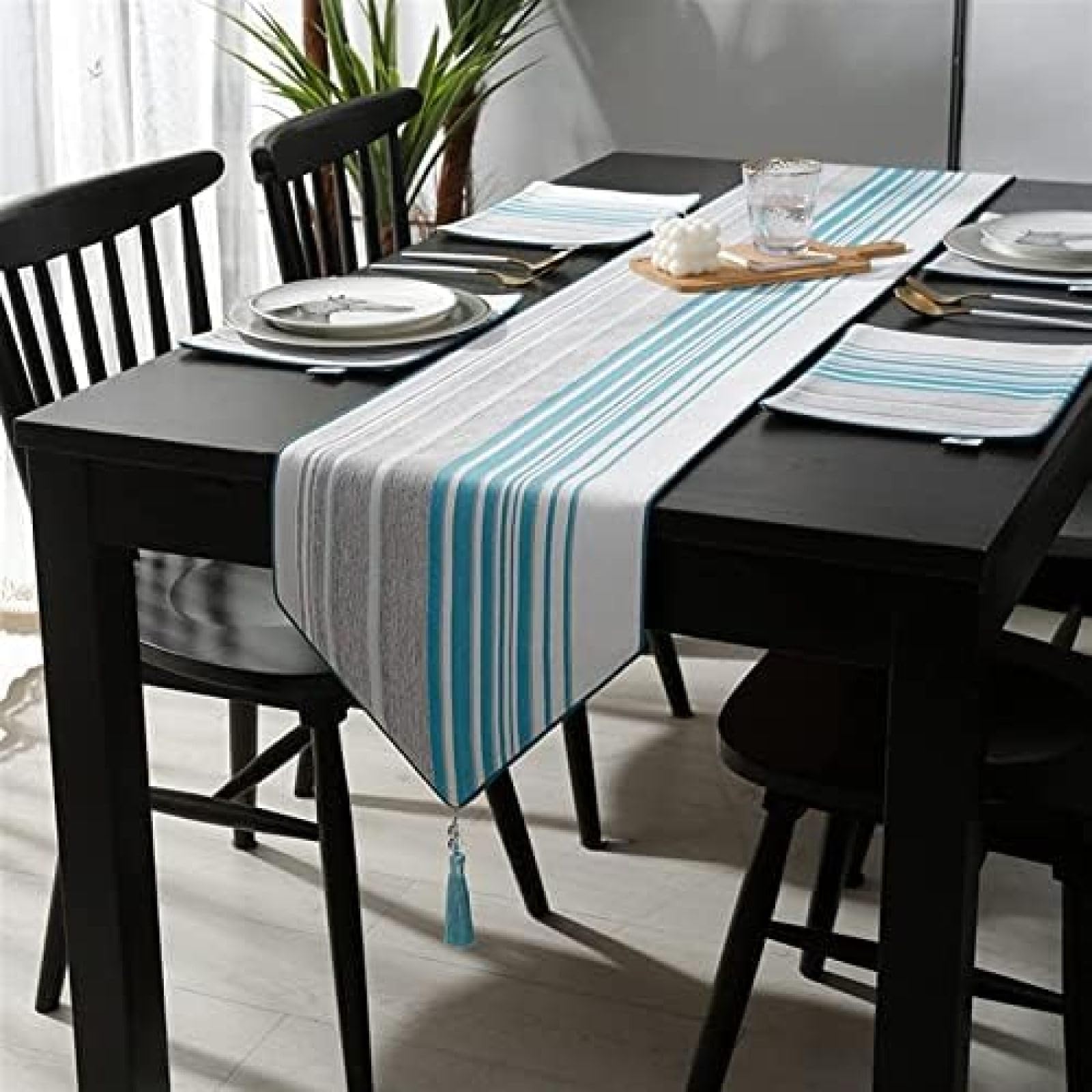WDCDYQDH Simple Modern Fashion Table Runner Stripe Embroidery Mat Bed Flag Tablecloth Cloth Decoration (groen 32 * 140cm) (Oranje (blauw A 32 * 280cm) Oranje 32 * 260cm (Blauw B 32 * 260cm)