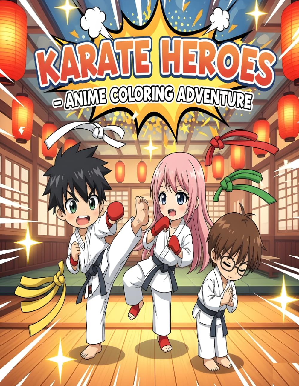 Karate Heroes – Anime Coloring Adventure: Fun Karate Coloring Book for Kids Ages 6–9 Featuring Cute Anime Characters in Action Poses – No Colors, Just Pure Creativity!