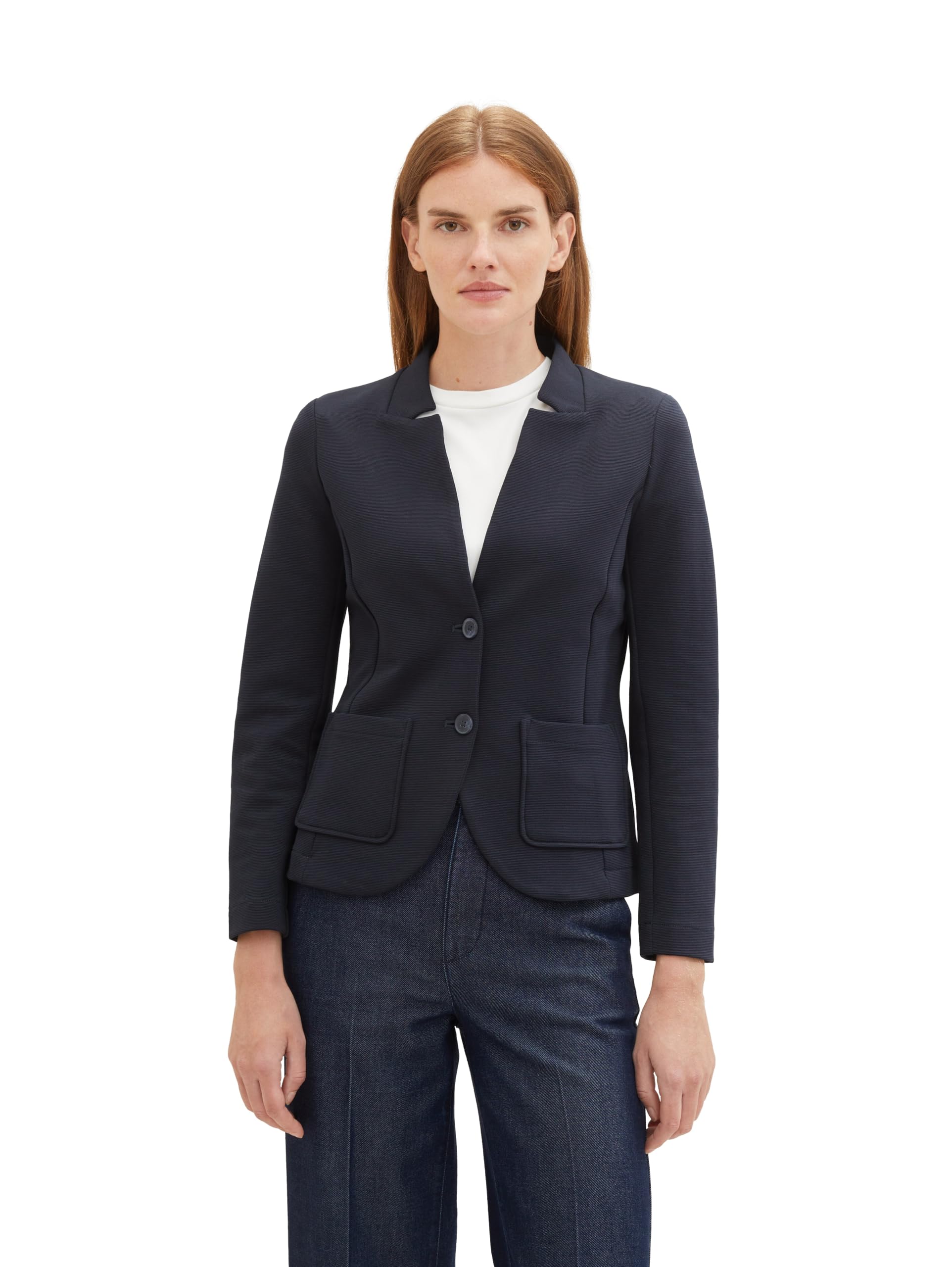 Tom Tailor Damen Basic Ottoman Blazer mit Taschen