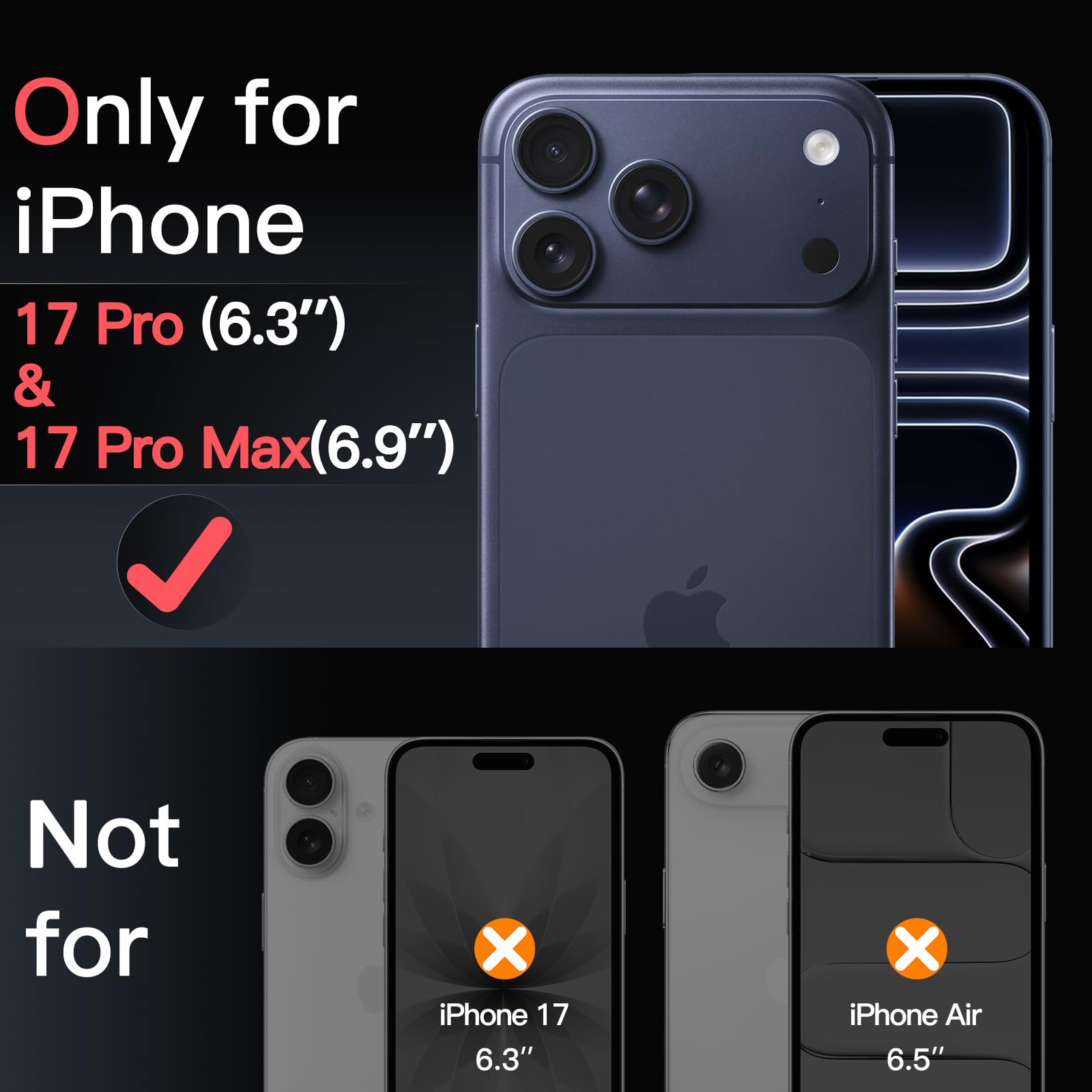 JETech Ochraniacz Obiektywu Aparatu dla iPhone 17 Pro/17 Pro Max | Czarny+Czerwony, 1 Zestaw, Szkło Hartowane 9H, Metalowe Osłony Pierścieniowe, Dwukolorowe, Łatwa Taca Instalacyjna