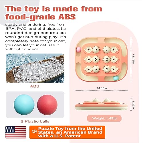 Miniatura 2 de KADTC Marca y diseño de Estados Unidos  2 niveles de desafío  2 formas de jugar rompecabezas de gato de gran tamaño y bolas de pista para gatos de