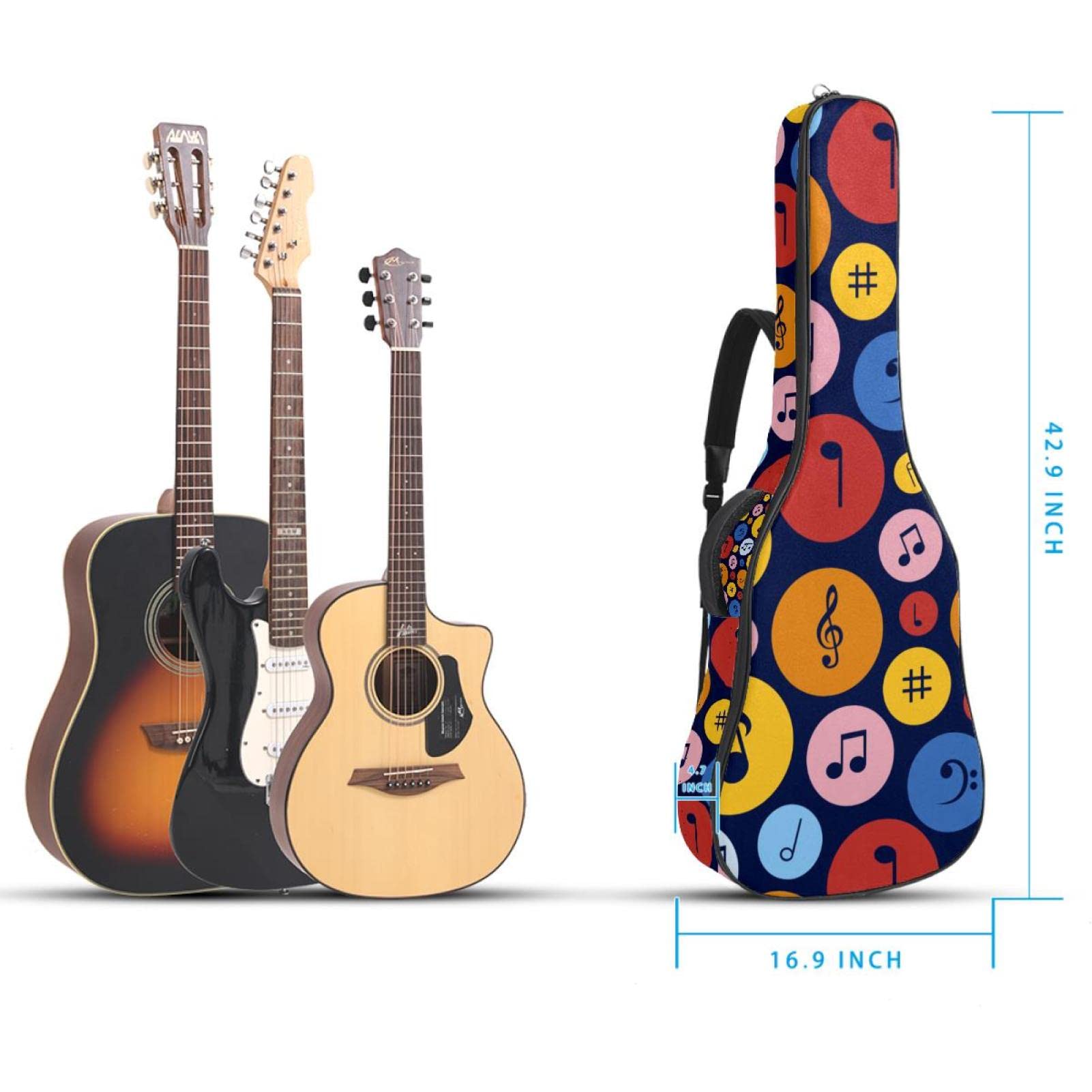 Torba na gitarę akustyczną wodoodporna gitara plecak gruby miękki wyściełany uroczy jednorożec dziecko Dimond miłość gwiazdy klasyczna gitara obudowa, Kolor (4), 42.9x16.9x4.7 in, Organizer do torby