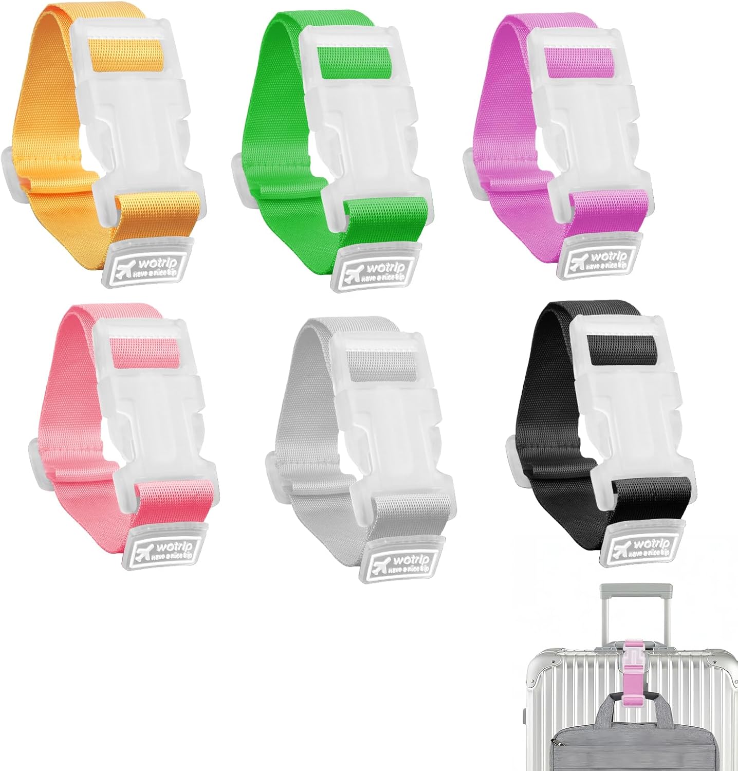 Adorila 6 Pack Add a Bag Luggage Strap, Adjustable Suitcase Belt Travel