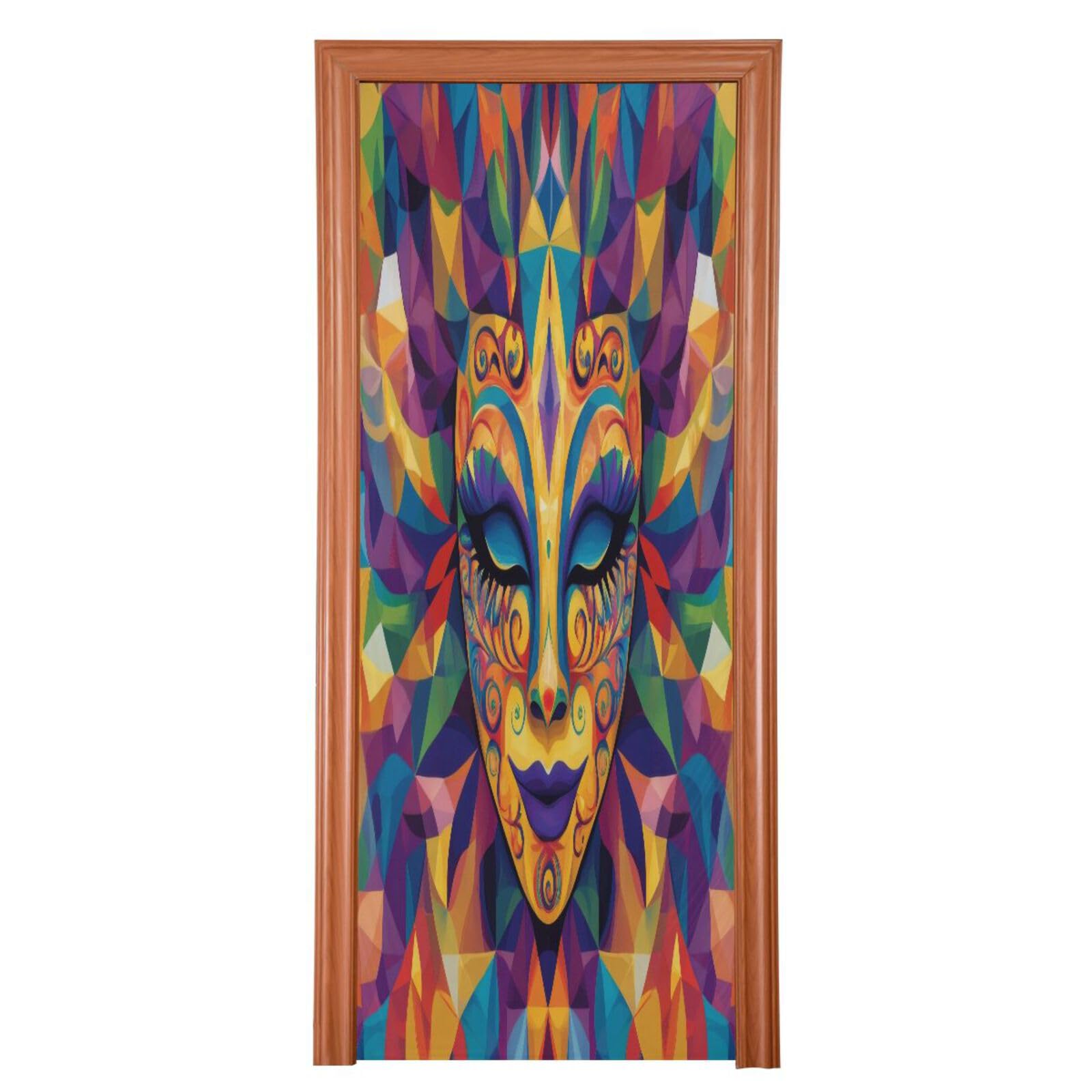 FLildon Mardi Gras Carnival Mask Door Cover Decoration, Party Accessory Porch Decor for Festive Ornament Room Door Covers 35 x 79 Inch