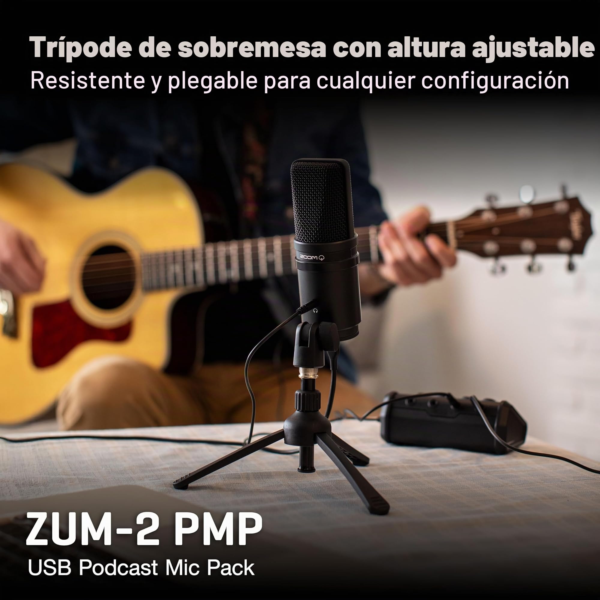 Zoom Zum-2 Podcast Mic Pack, Podcast micrófono USB, Auriculares, trípode, Parabrisas, Cable USB, para grabación y transmisión de podcasts, música, Voz en Off y Mucho más