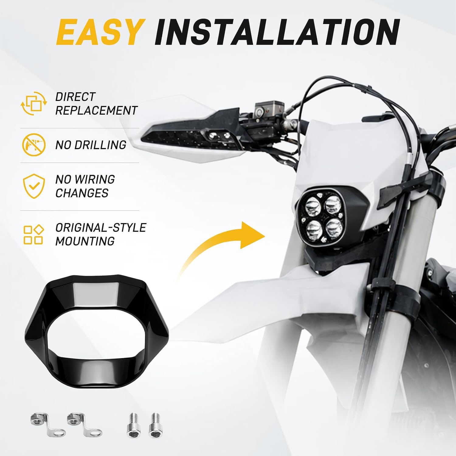 URLWAL Plastic Headlight Cover for Sur Ron Ultra Bee, Waterproof, Black