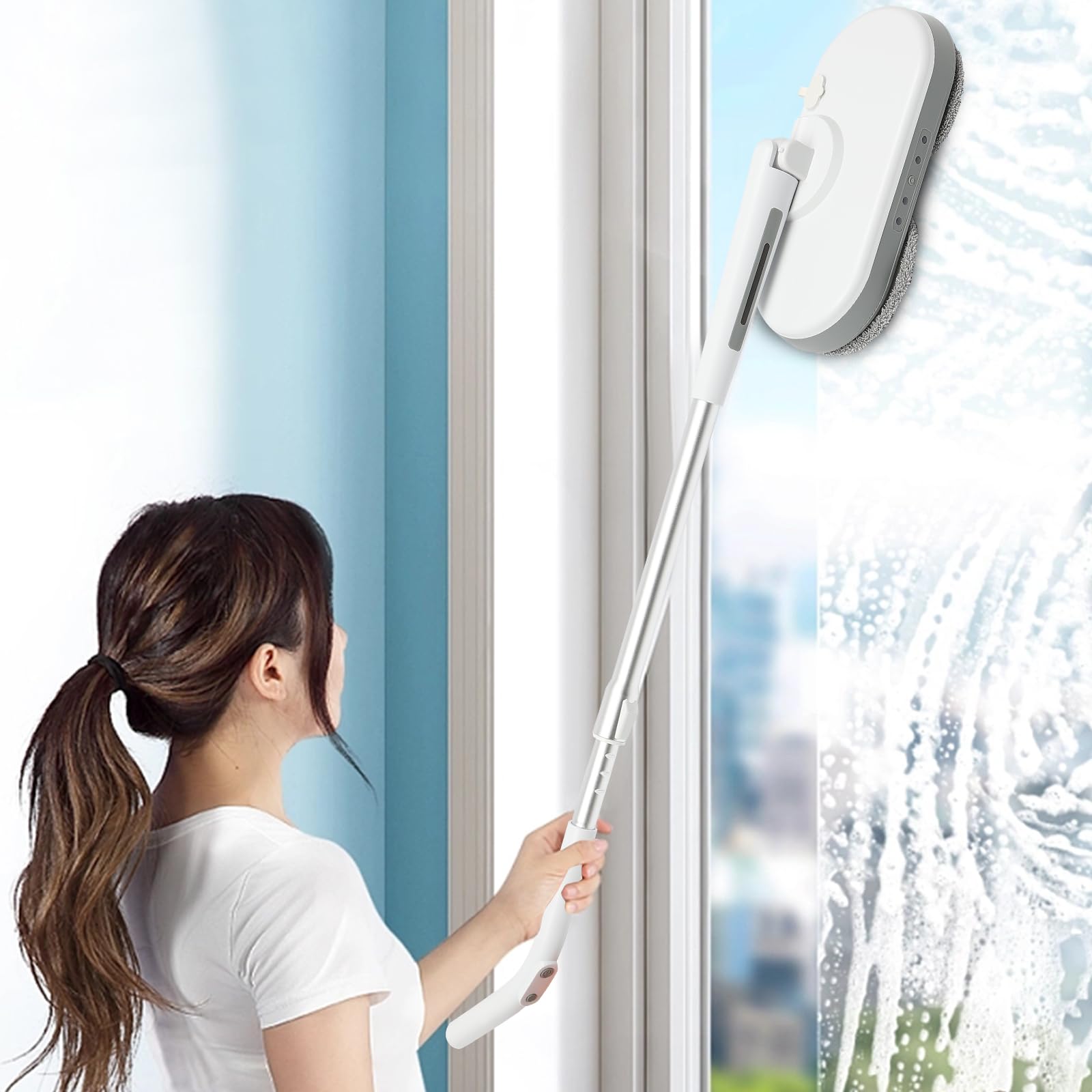 Fregona eléctrica eléctrica inalámbrica con función de spray y tanque de agua led 350 ml fregona giratoria 9000R/min para fregona fregona limpia para suelos pulidos
