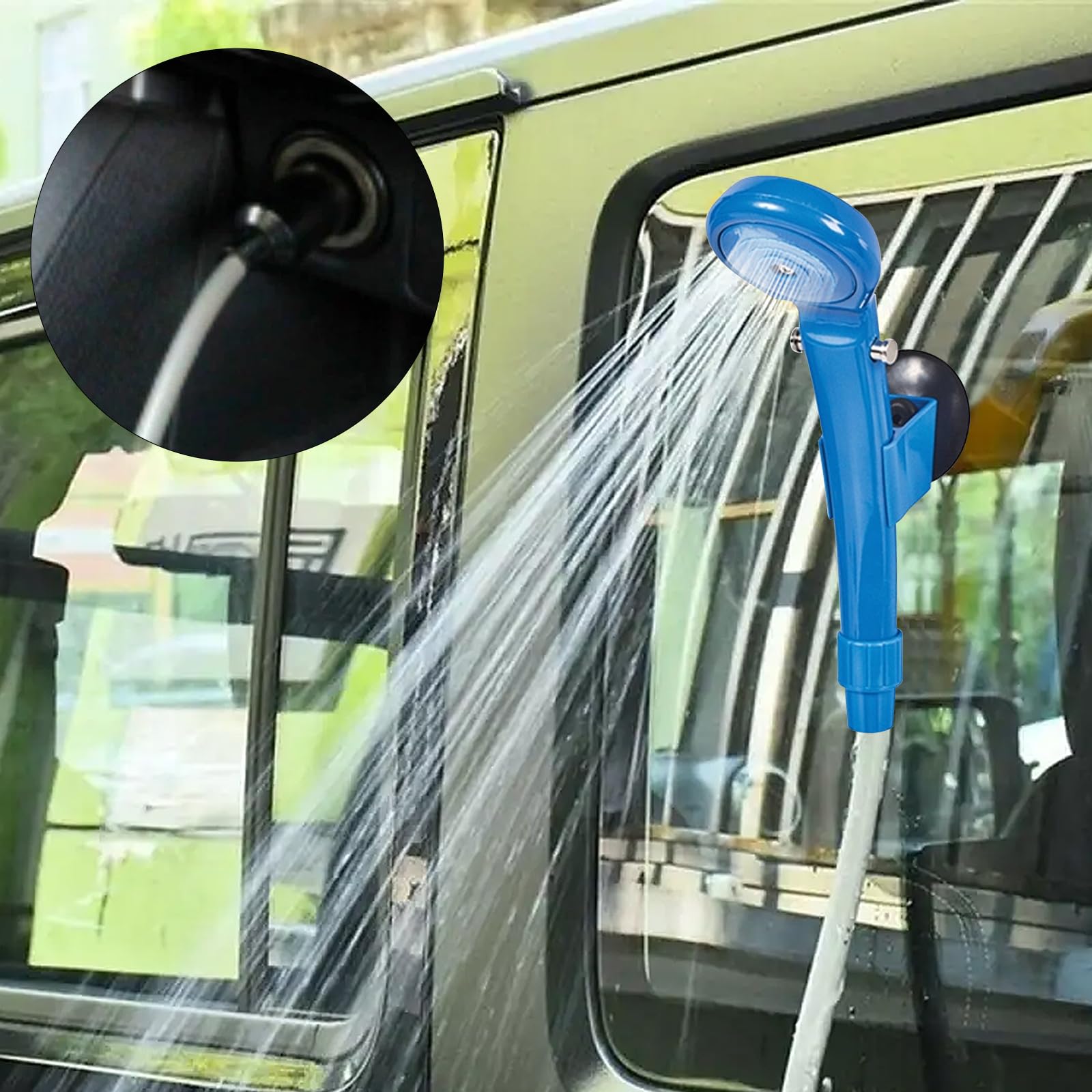 PORFOYO Doccia da Campeggio con Pompa, Doccia da Campeggio Portatile con Pompa 12V, Doccia da Campeggio con Batteria, Doccia da Campeggio 12V Autodoccia, Doccia per Campeggio, per Campeggio