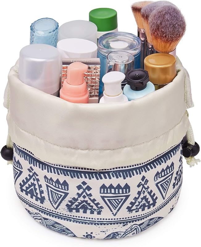 Narwey Bolsa de maquillaje con cordón, bolsa de cosméticos grande, lindas bolsas de maquillaje, bolsa de aseo, bolsas de viaje para artículos de tocador, organizador para mujeres, regalo para adolescentes y niñas (grande, elefante)